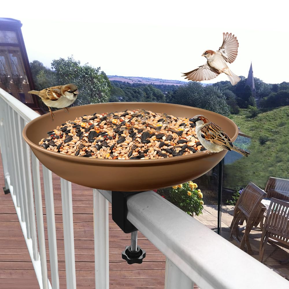 Bain d'oiseaux, balcon, balustrade, résistant à l'hiver, pour oiseaux, jardin, balcon, avec support, résistant au gel, bain pour oiseaux
