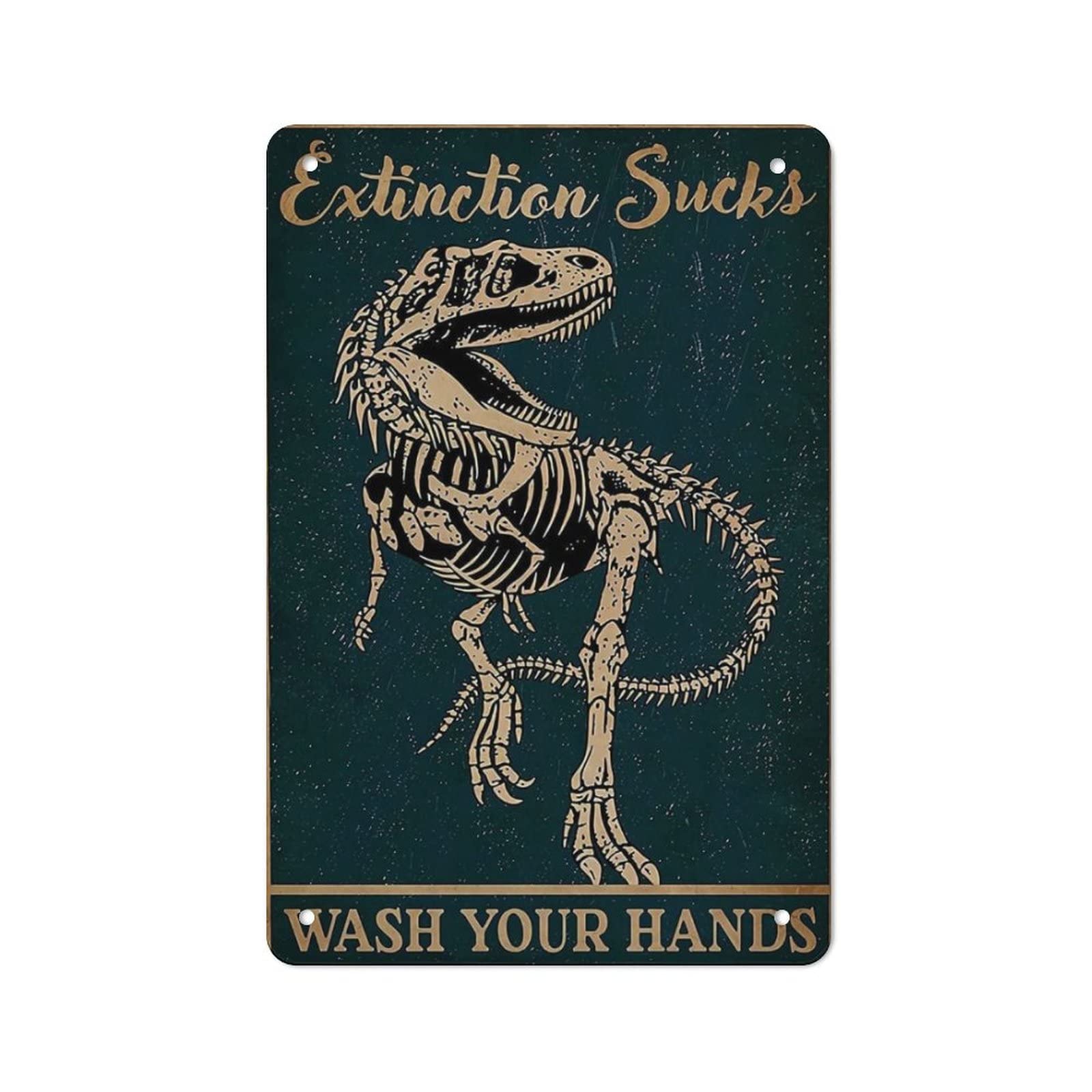 AOOEDM Dinosaur Wash Your Hands Tin Metal Sign Wall Decor Funny Inspirational Quote Wall Art Sign Vintage Tin Signs For Home Coffee Bar Man Cave Sign Pub Poster