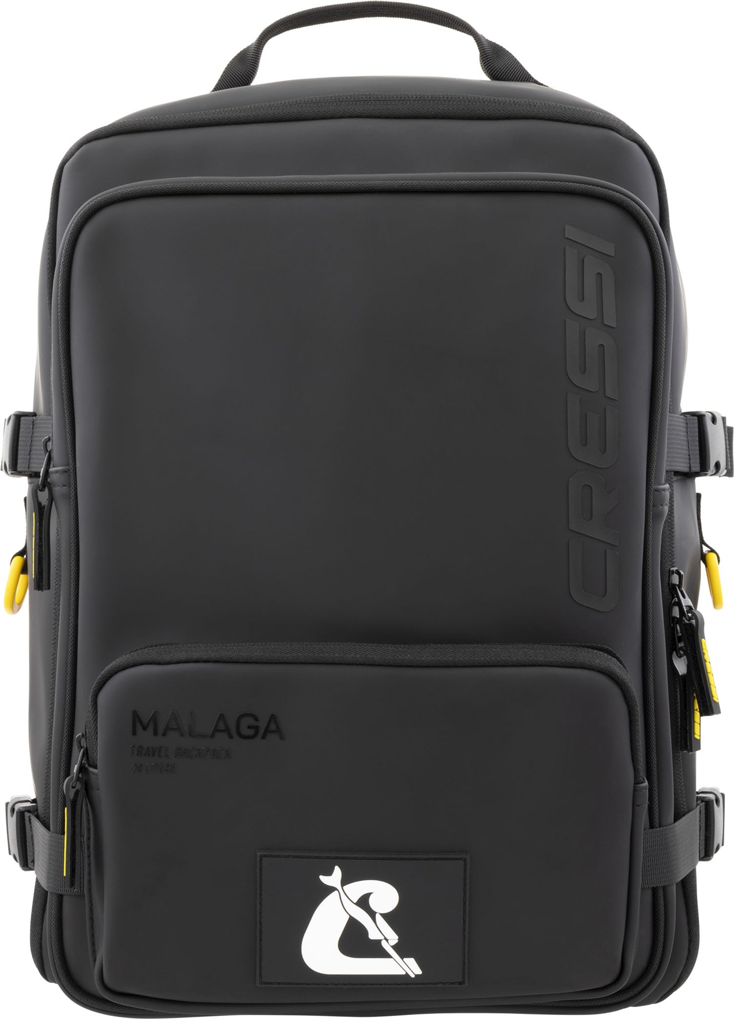 Cressi dal 1946 - Malaga Travel Backpack 28 L - Zaino Idrofobico Unisex Nero/Giallo, Polivalente e Funzionale 40x30x20 cm, Idoneo per Bagaglio a Mano Voli Ryanair, Easyjet, Wizz Air