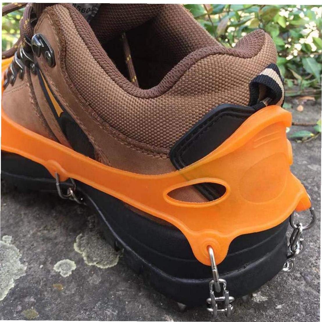 Ice Snow Grips, 19 Teeth Walk Traction Ice Cleat Spikes Edelstahlspikes und strapazierfähiges Silikon für Stiefel und Schuhe Skifahren im Freien Wandern Klettern Gehen Joggen