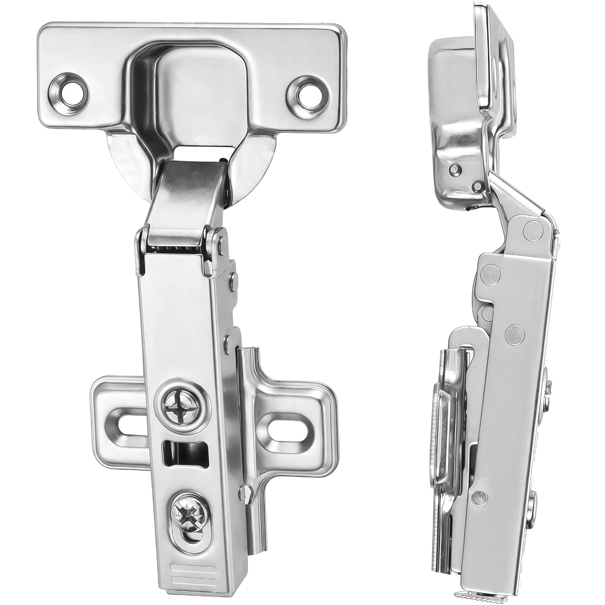 20 Pack 10 Pairs Frameless Full Overlay Soft Close Cabinet Hinges, European Hinges for Cabinets, Hidden Cabinet Hinges Adjustable 35mm Cup Clip-On Plate Nickel Plated Finish