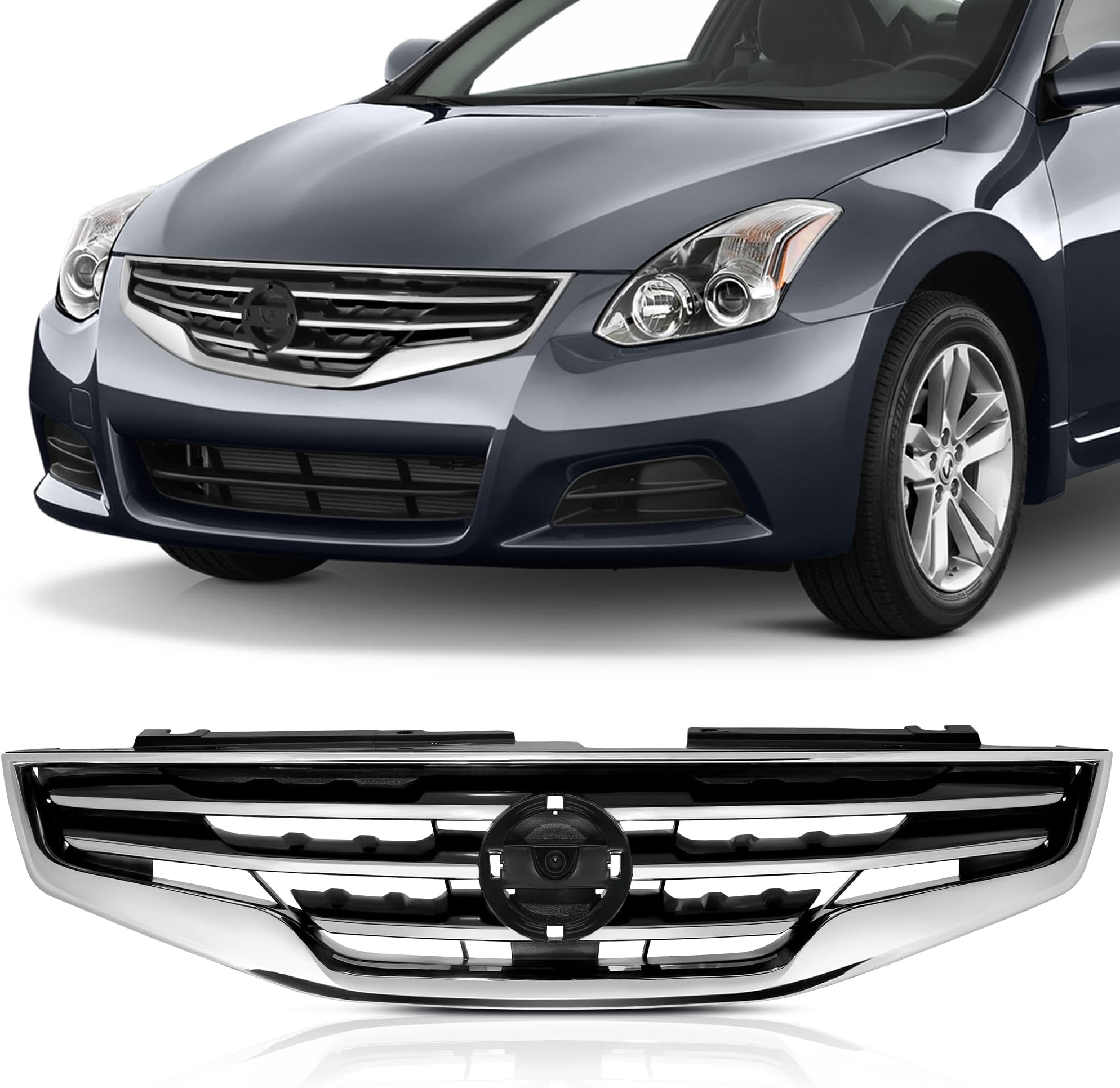 Daume Front Grille Compatible With 2010-2012 Nissan Altima 2010 2011 2012 Altima 10 11 12 Nissan Altima Chrome Grill