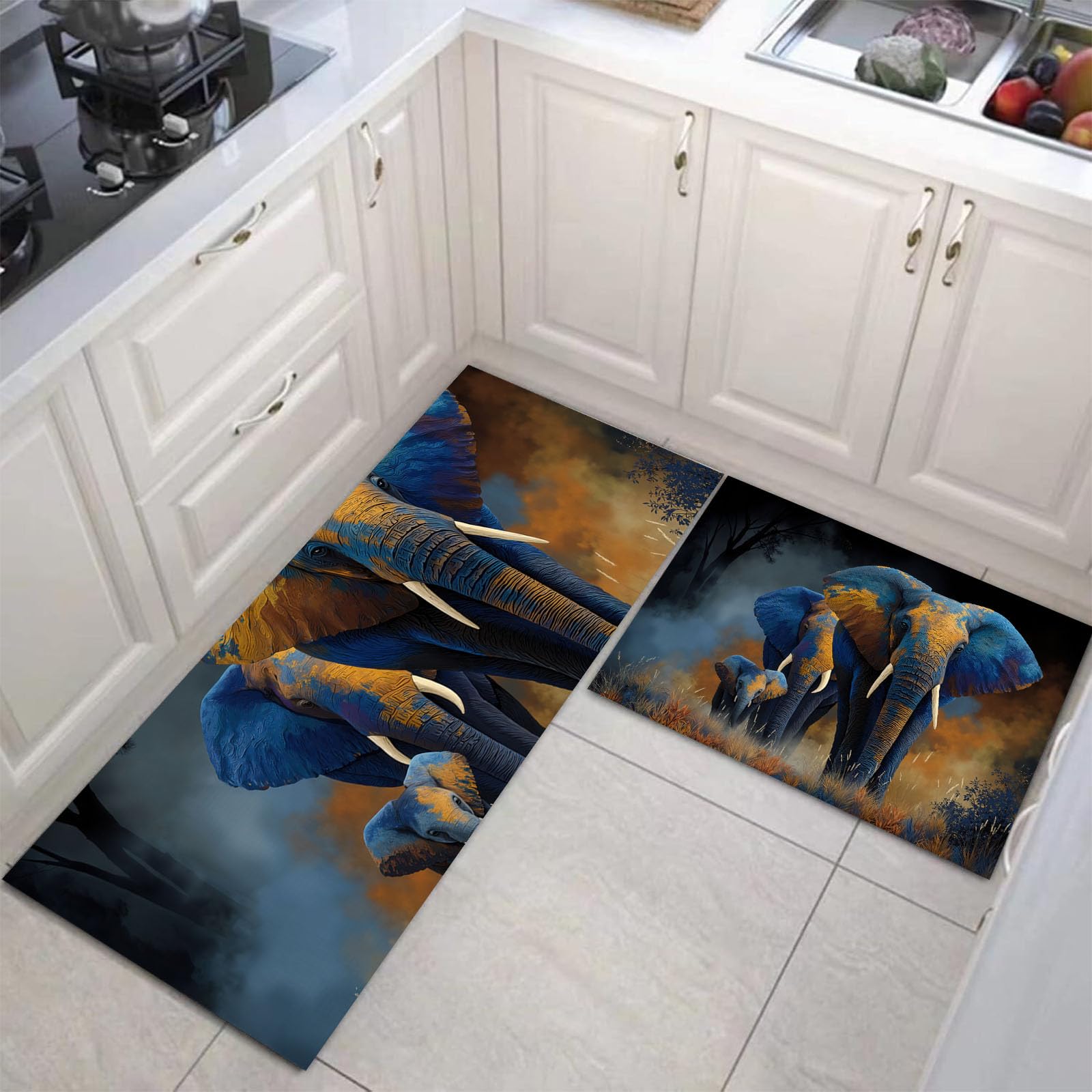 Tapis de cuisine éléphants désert vintage pour décorer votre entrée et chambre