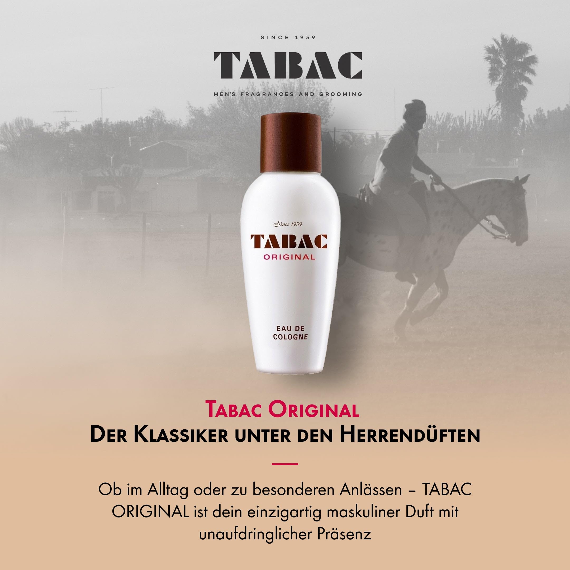 TABAC ORIGINAL Herren Eau de Cologne – Markanter, klassischer Männerduft mit Moschus & Ambra, herb-frische Nuancen und holzig-würzige Noten, Made in Germany, 300 ml Splash