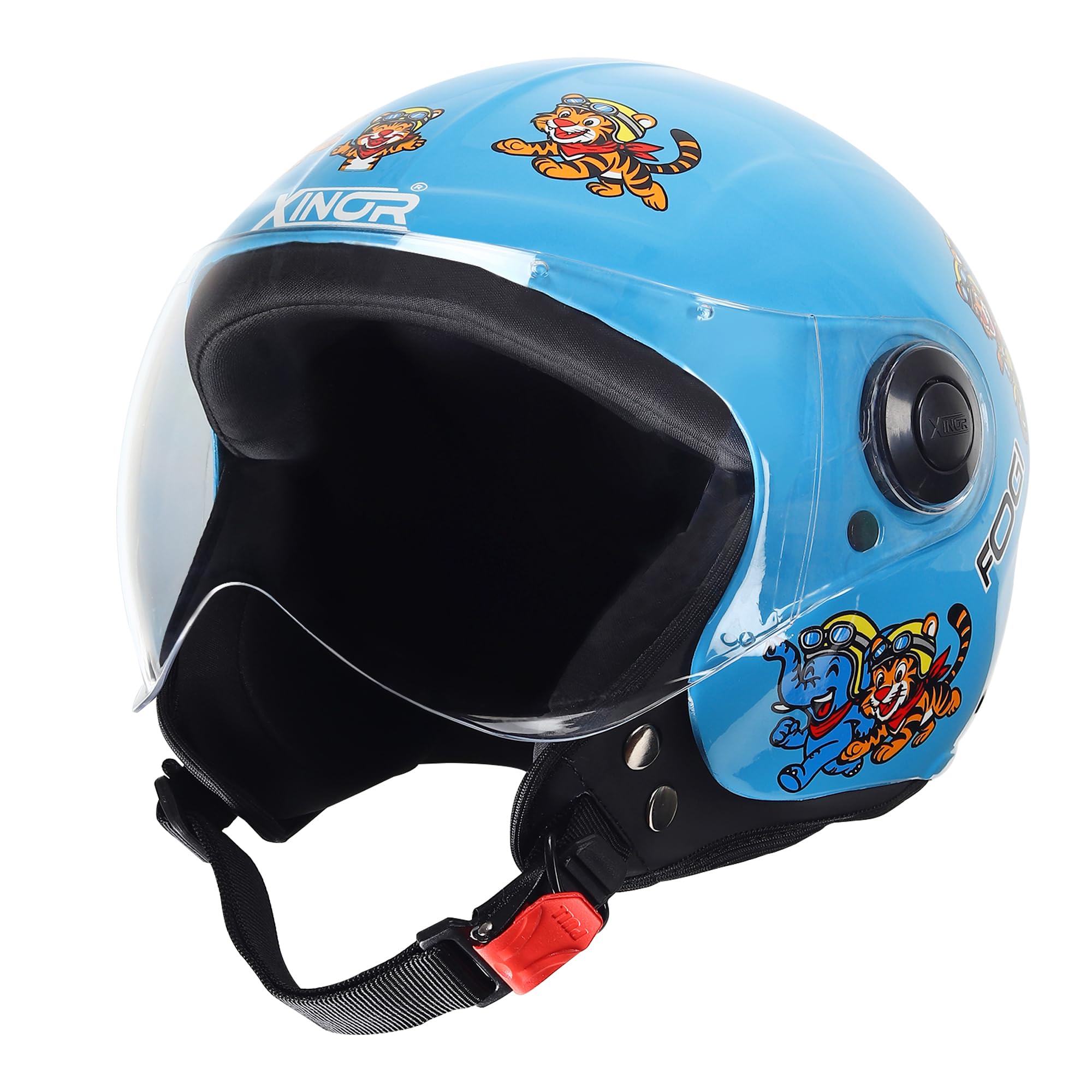 Kids Motorcycle Helmet by Xinor Fogi ISI Certified Ages 6-14 Years with Design - XS (Orange) 2