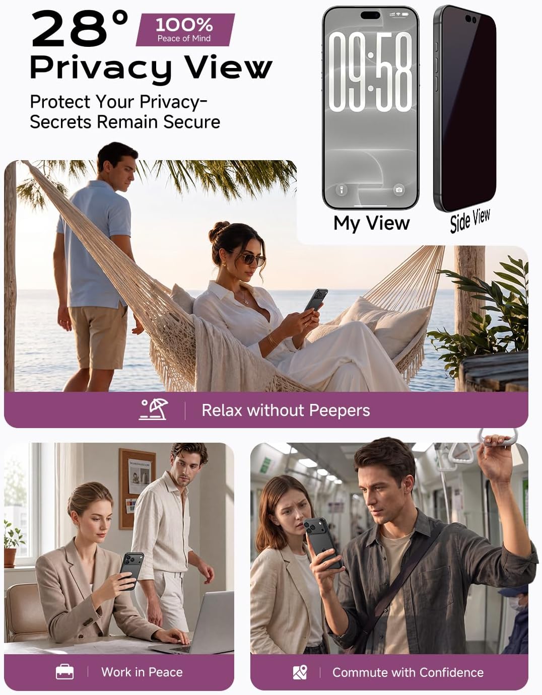 MAGIC JOHN 2 Pack for iPhone 18 Pro Privacy AR Screen Protector