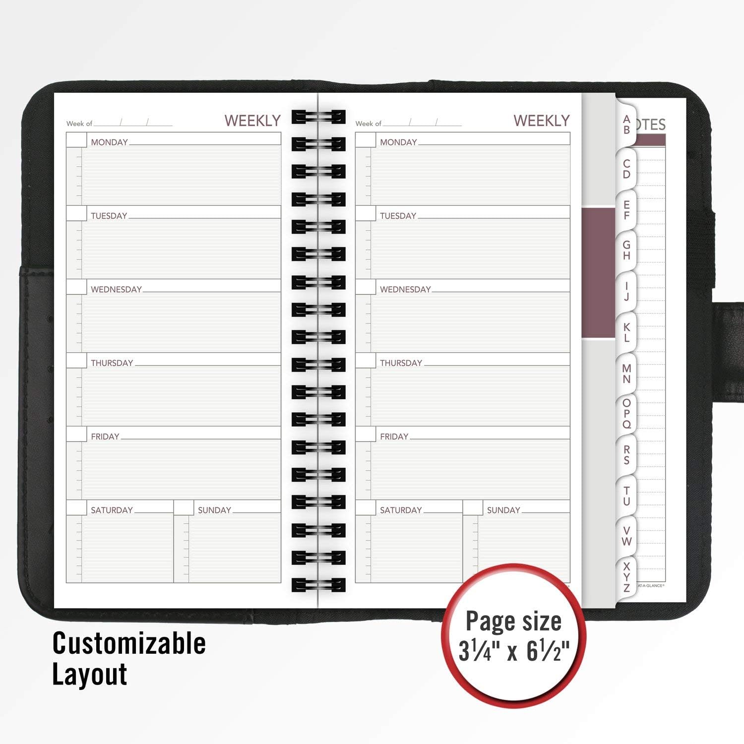 AT-A-GLANCE Day Runner Windsor Undated Refillable Planner, Slim Profile Starter Set, 3-1/4" x 6-3/8", Size 2, Black (103-1599)