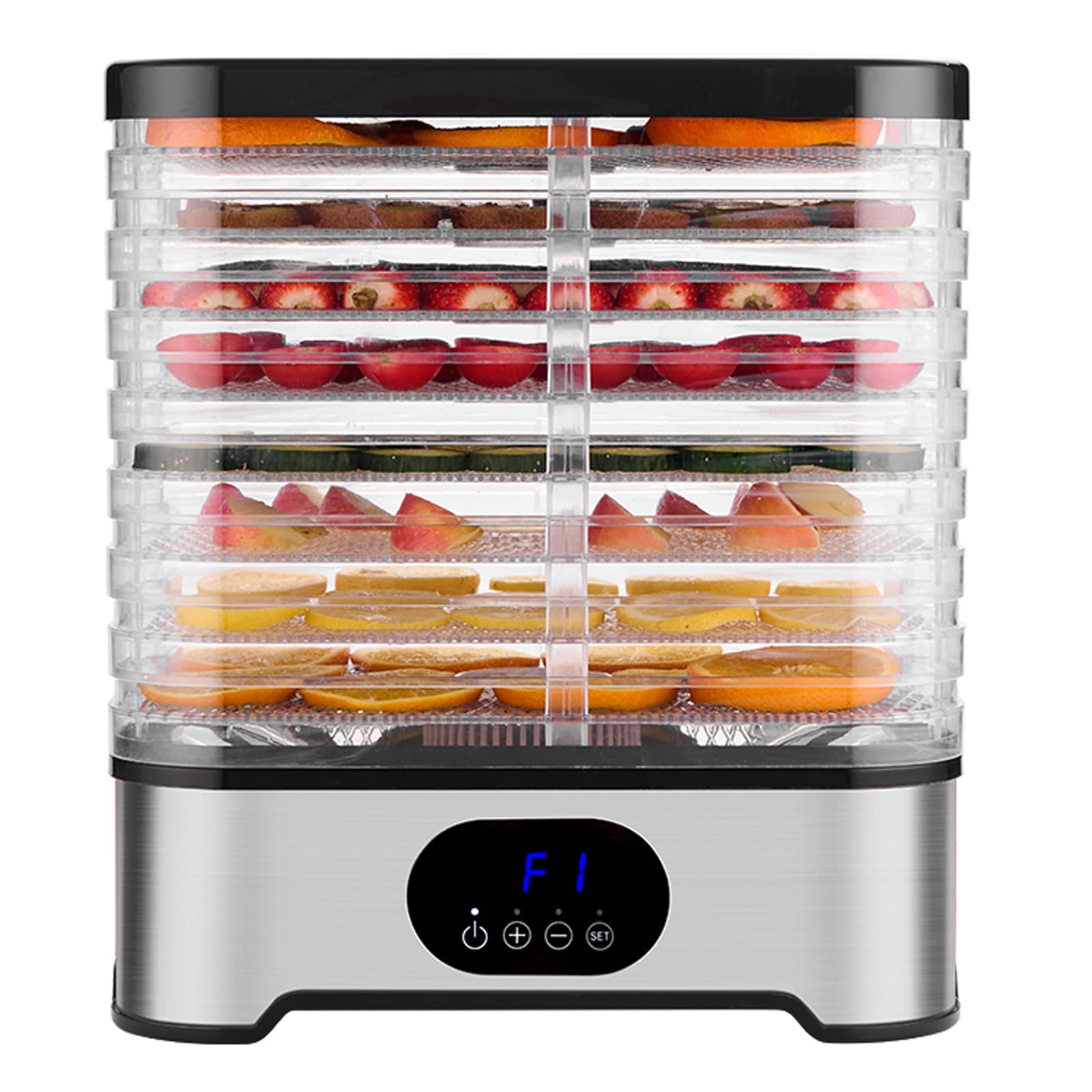 Deshidratador alimentario 400 W, 8 bandejas ajustables, 42 – 70 °C, temporizador 72 H | Sin BPA,Silencioso y Compacto,Deshidratador de alimentos para frutas, verduras, hierbas y carne