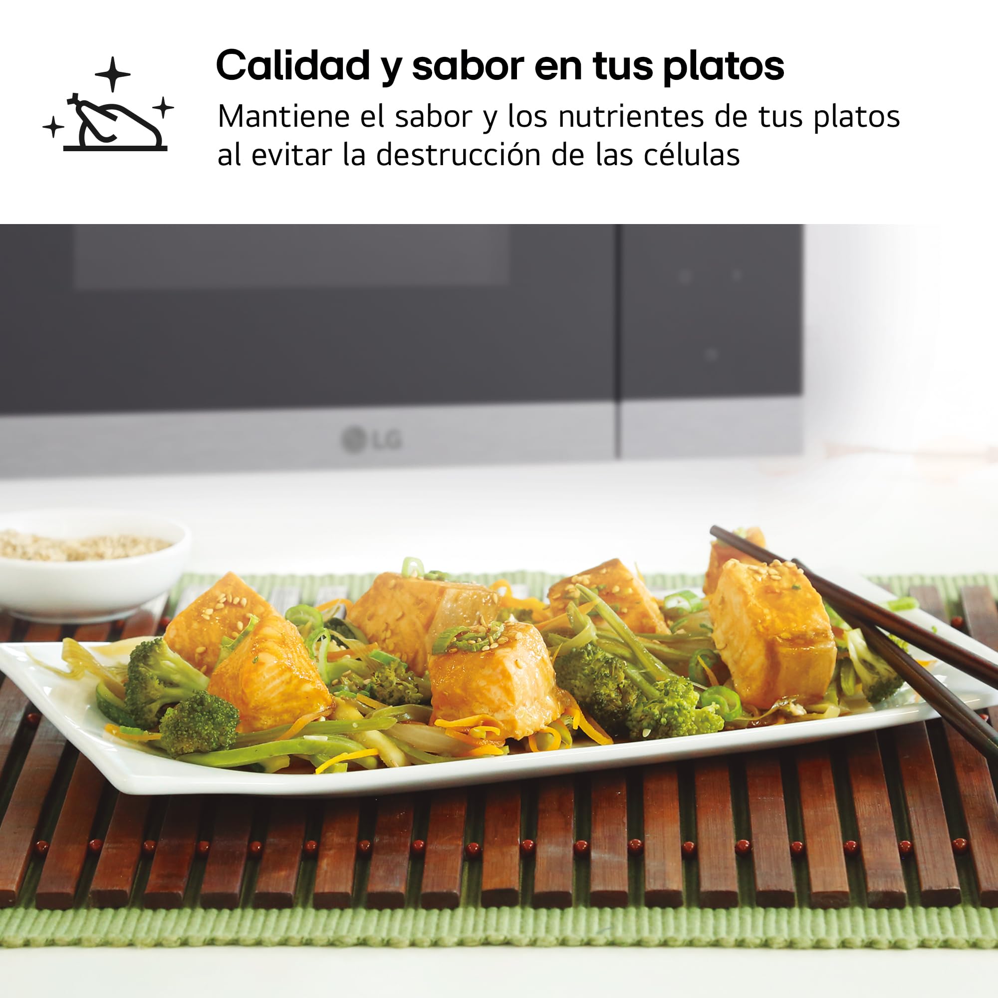 LG Microondas Grill Integrable MG7Z2593D, 900W, 25L, Negro y Acero, Control Táctil, Descongelación Automática