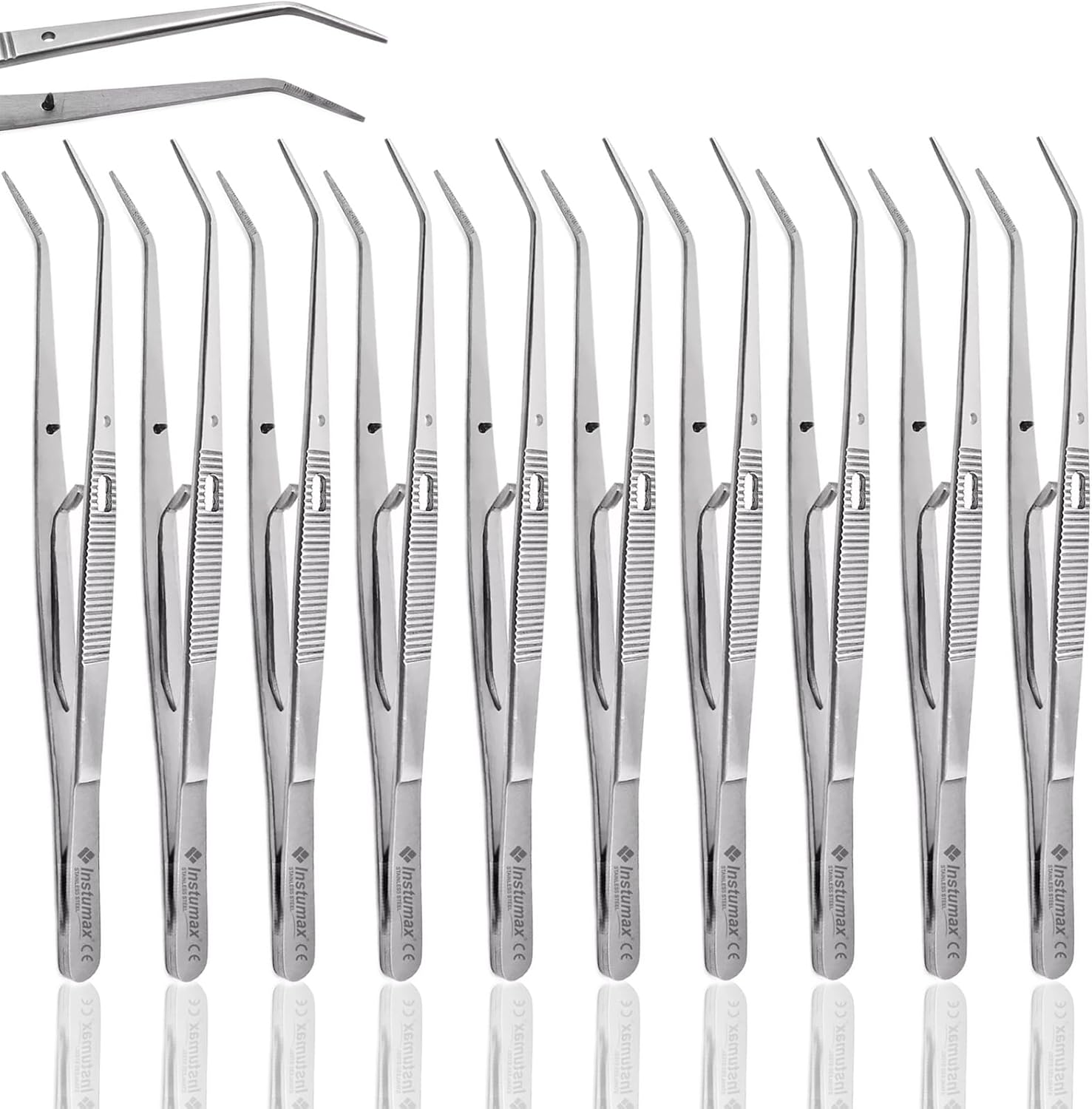Professional Tweezers | Orthodontic Surgical Medical | Dental Bracket Placing | Cotton Dressing Tissue Forceps | Direct Bonding Serrated Suture Plier CE (Self Lock Tweezers - 15cm)