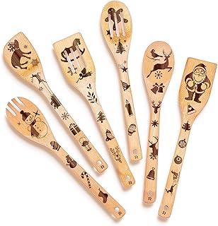 Riveira 6-Piece Wooden Spoons For Cooking & Serving - Christmas Gifts for Women who have everything - Christmas Kitchen Utensils - Gift for Mom - Cooking Utensils