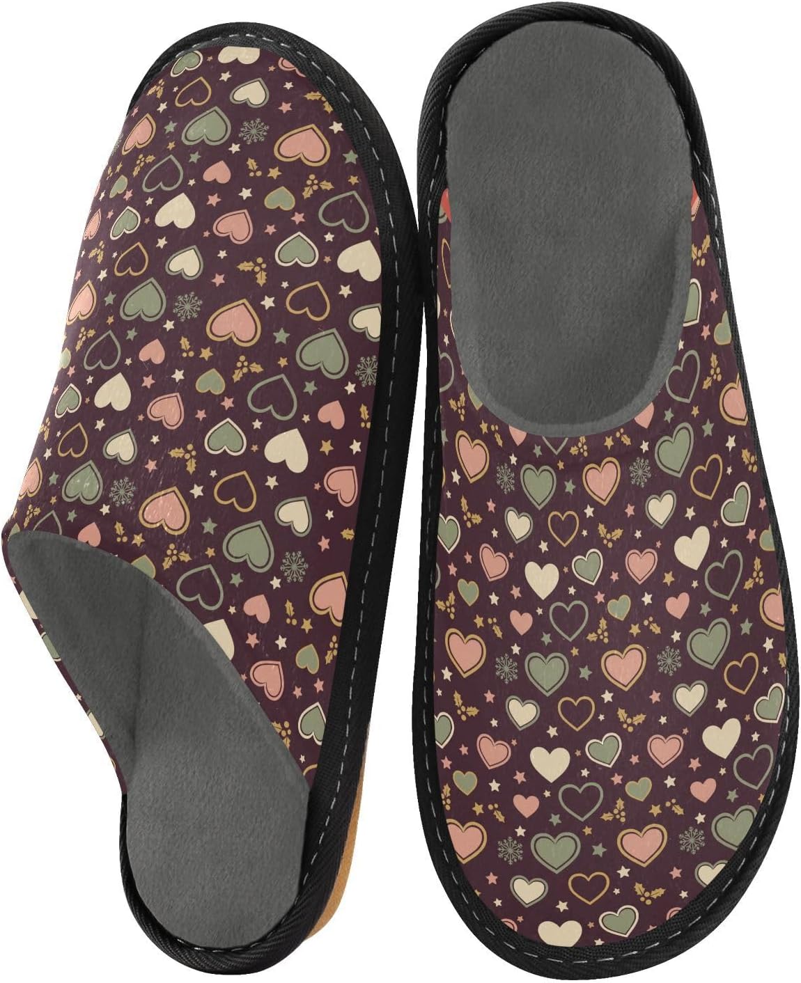 GuoChe Womens Slippers Slippers For Women Indoor House Slippers For Women (user) Room Slippers Christmas Purple Hearts image 4