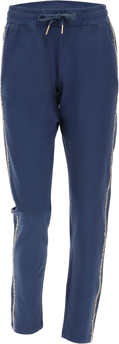 FREDDY Pantalone French Terry con Bande Lurex Oro a Contrasto - Blu Avio -  Extra Small : Amazon.it: Abbigliamento
