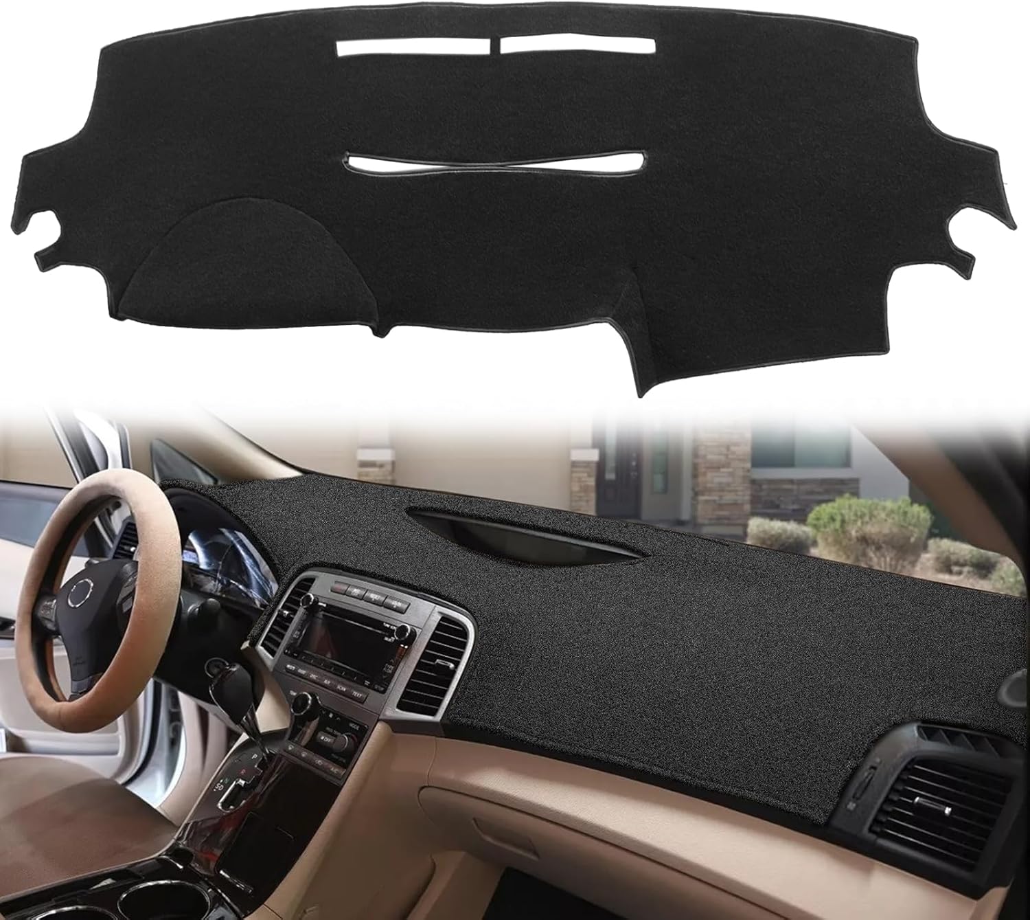 Dash Cover Mat Custom Fit for Toyota Venza with Popup Speaker Dashboard Pad Cap Carpet Protector (Black) K295