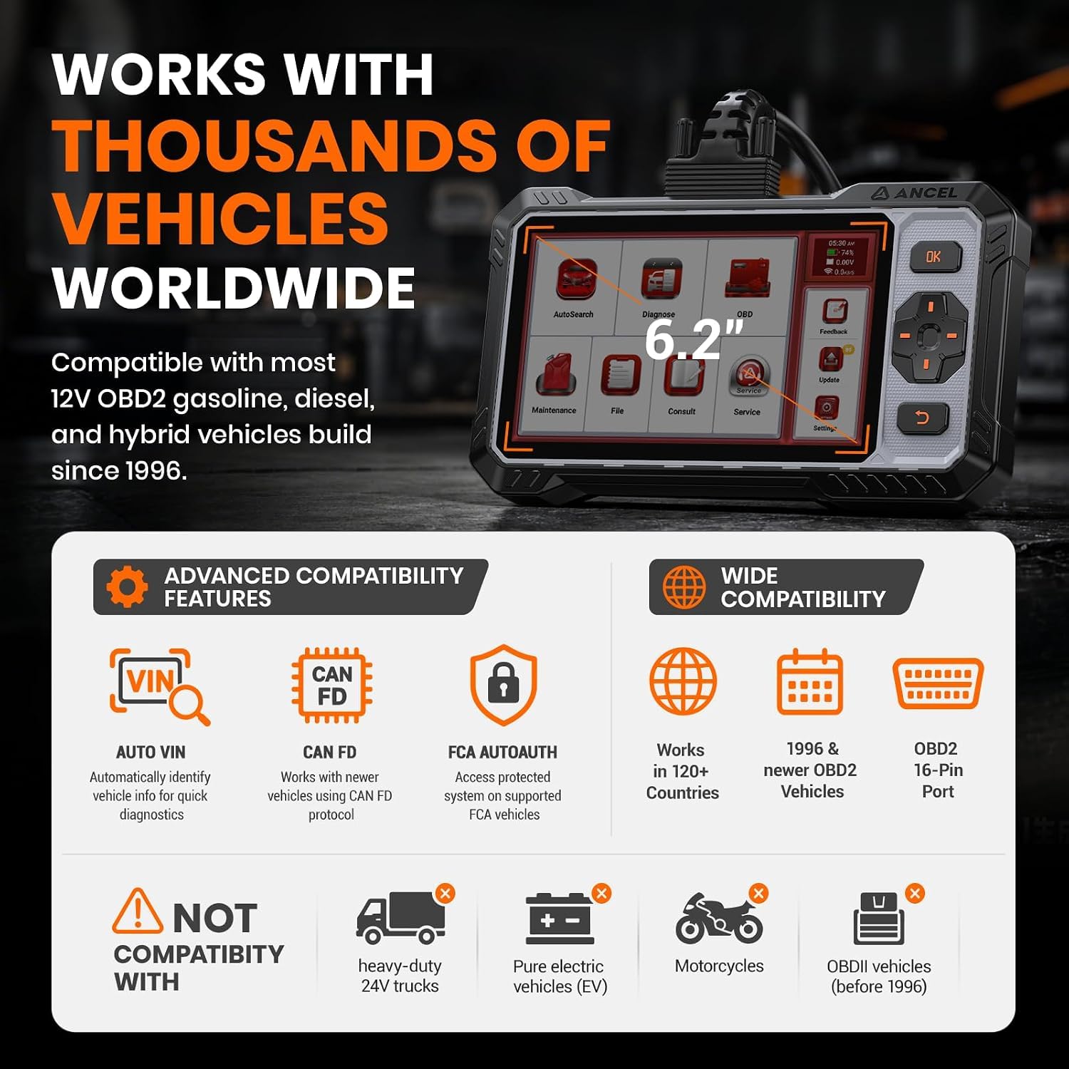 ANCEL FX6100 Bidirektionaler OBD2 Diagnosegerät Alle Systeme Auto Deutsch