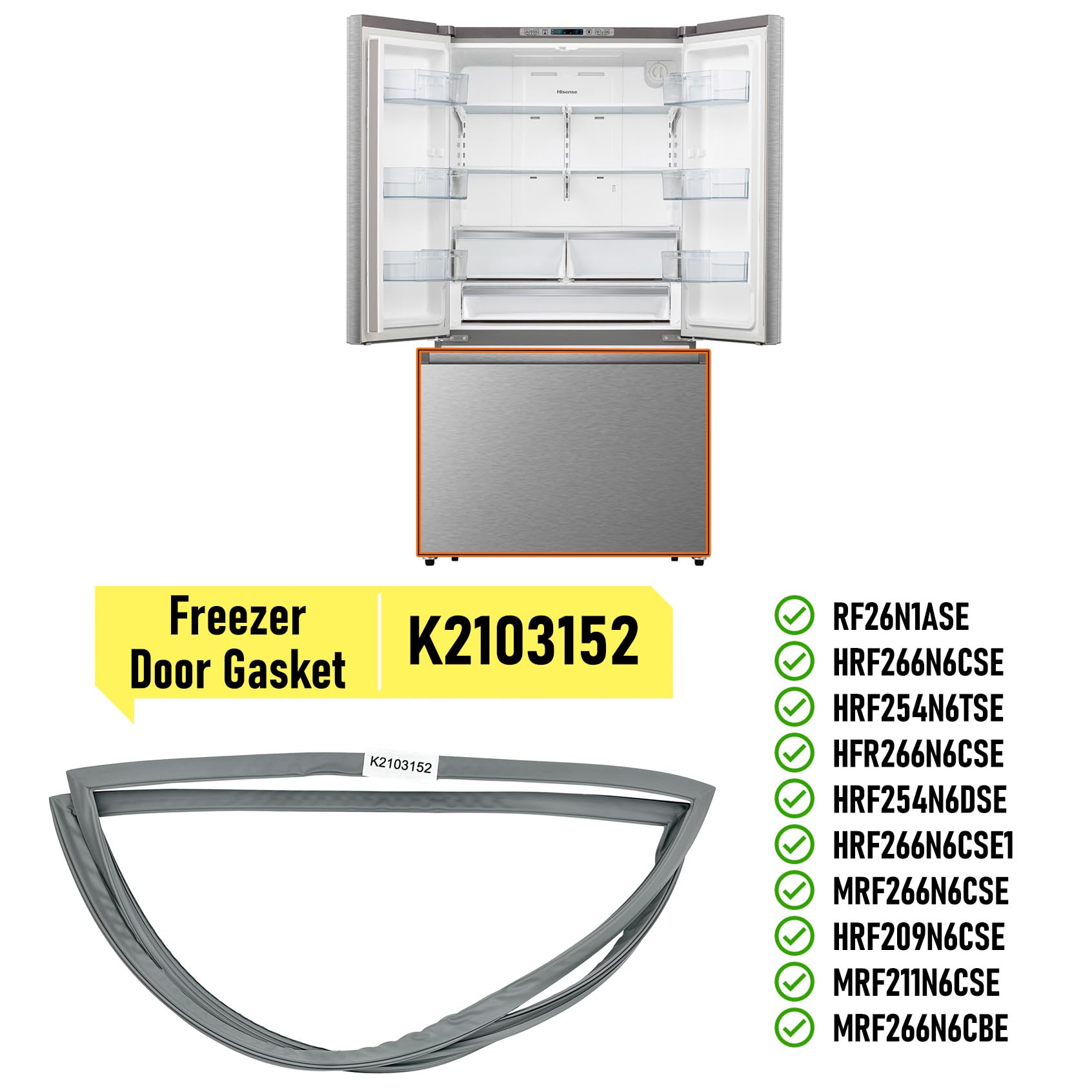 Amazon.com: K2103152 Refrigerator Freezer Door Gasket Seal for