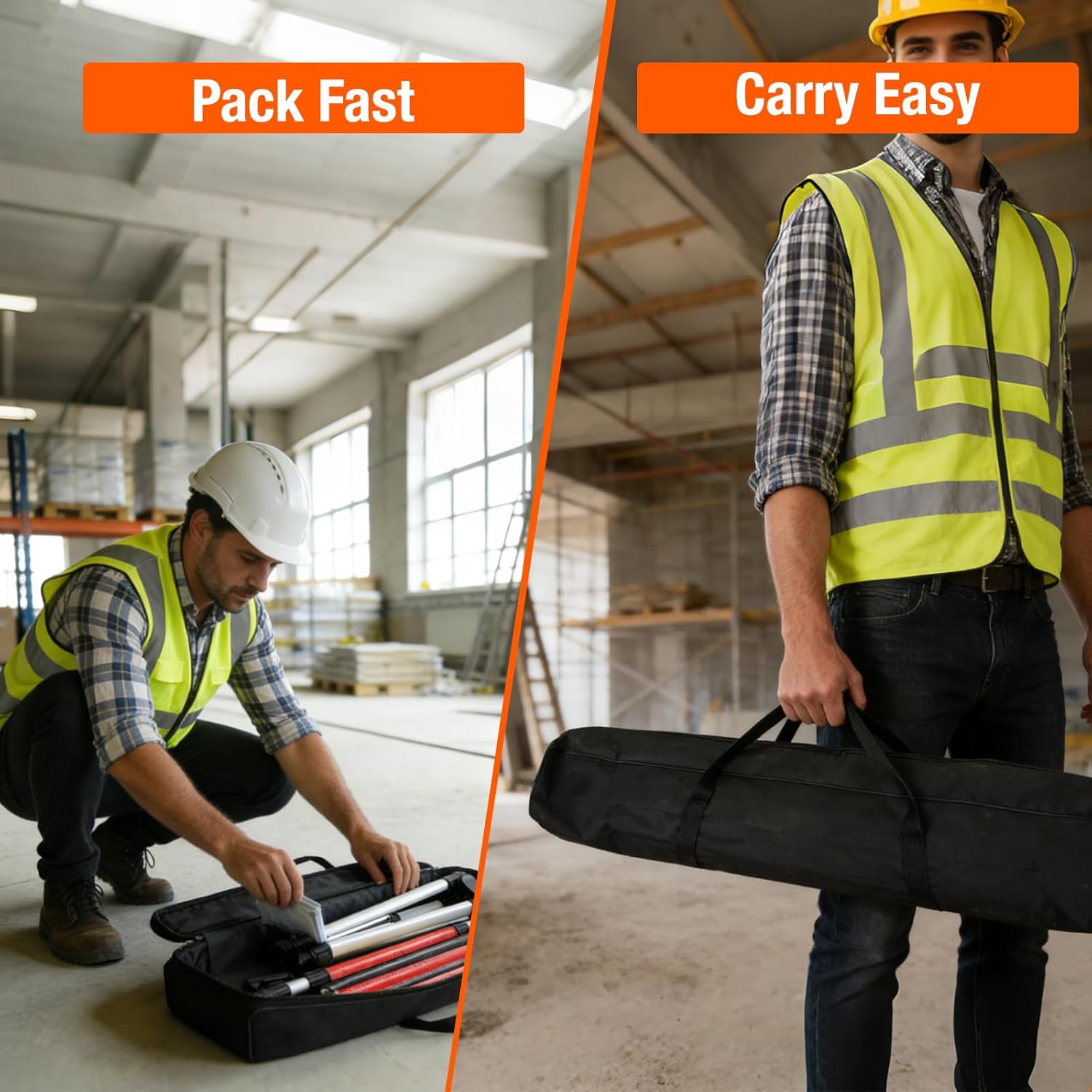 12Ft Telescoping Laser Level Pole with Tripod - Adjustable Laser Stand with Dual Thread Adapter (1/4"-20 & 5/8"-11) for Rotary and Line Lasers, Includes Carrying Case & Bubble Level(Black&Red)