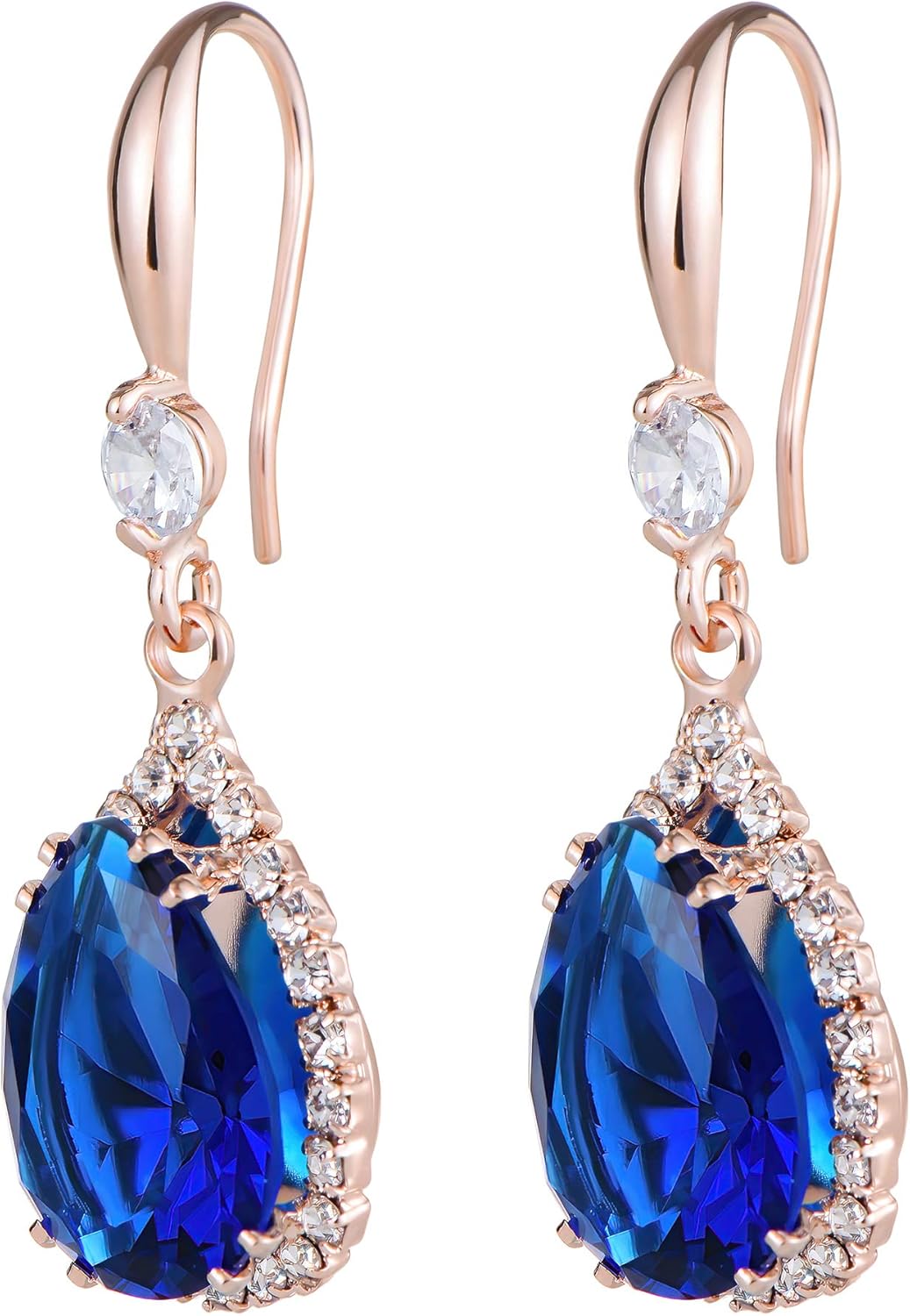 Linawe Imitation Diamond Dangle Earrings for Women Trendy, Rhinestone Drop Chandelier Earrings, Teardrop Crystal Cubic Zirconia Wedding Jewelry Set, 14K Gold/Rose Gold/Silver Tone - Image 5