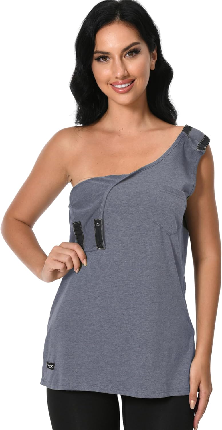 Post Surgery Tank Tops Shirts Shoulder Arm Broken Breast Recovery Clothing Snap Open Sleeveless Shirt Unisex Size - Image 3