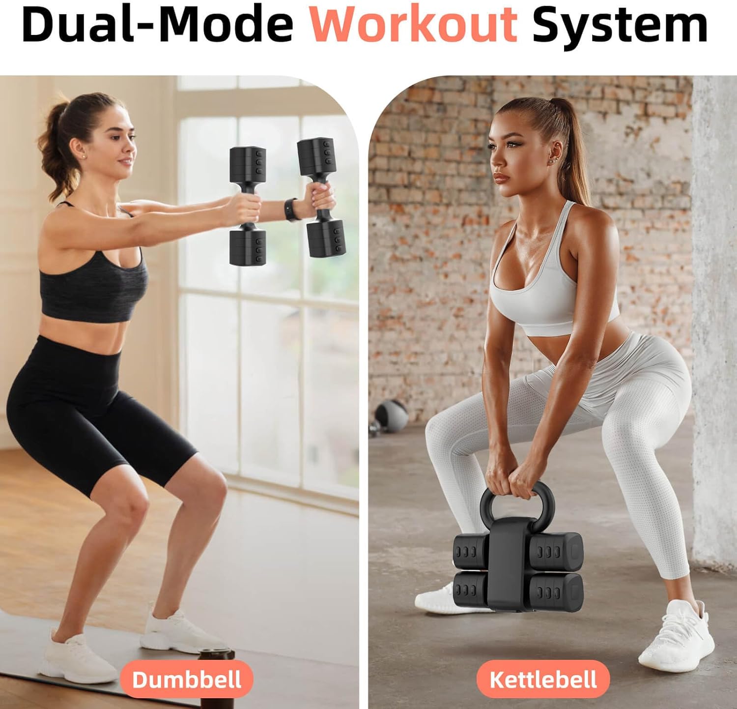 2-in-1 Adjustable Dumbbell Set, Upgraded 4 Levels Hand Weights for Women Men, Each 2.2/3.3/4.4/5.5lb, Convertible Weights Dumbbells and Kettlebell Set for Home Gym Exercise & Fitness