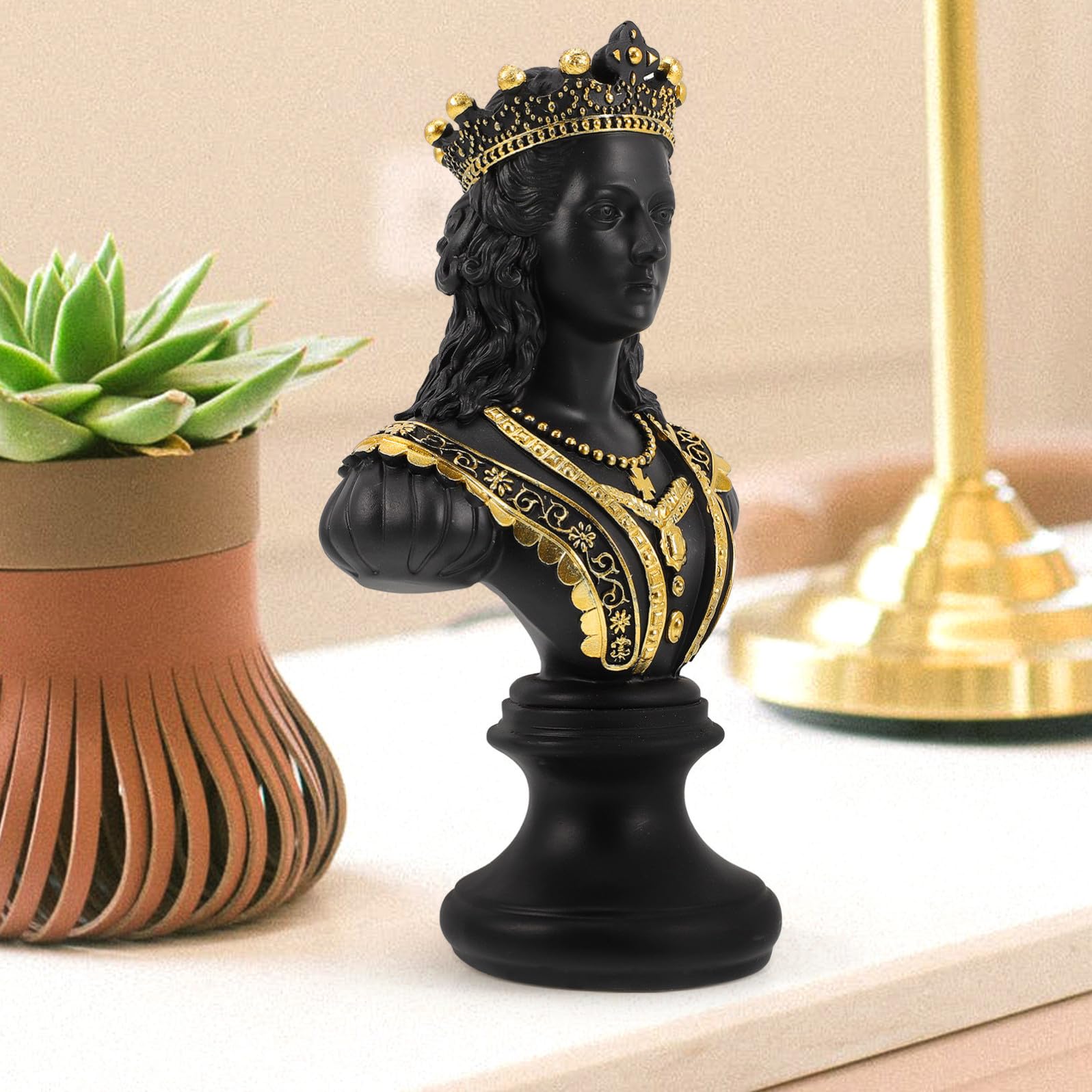 PRETYZOOM Scultura da Tavolo Scacchi in Resina Nera Decorazione Elegante per Ufficio e Casa Busto Regina Chic per Arredamento Stiloso e Originale