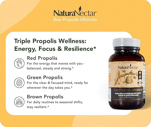 Miniatura 5 de NaturaNectar Ultimate Bee Propolis Contenido NSF certificado Propóleo brasileño premium rojo, verde y marrón con flavonoides y PWE