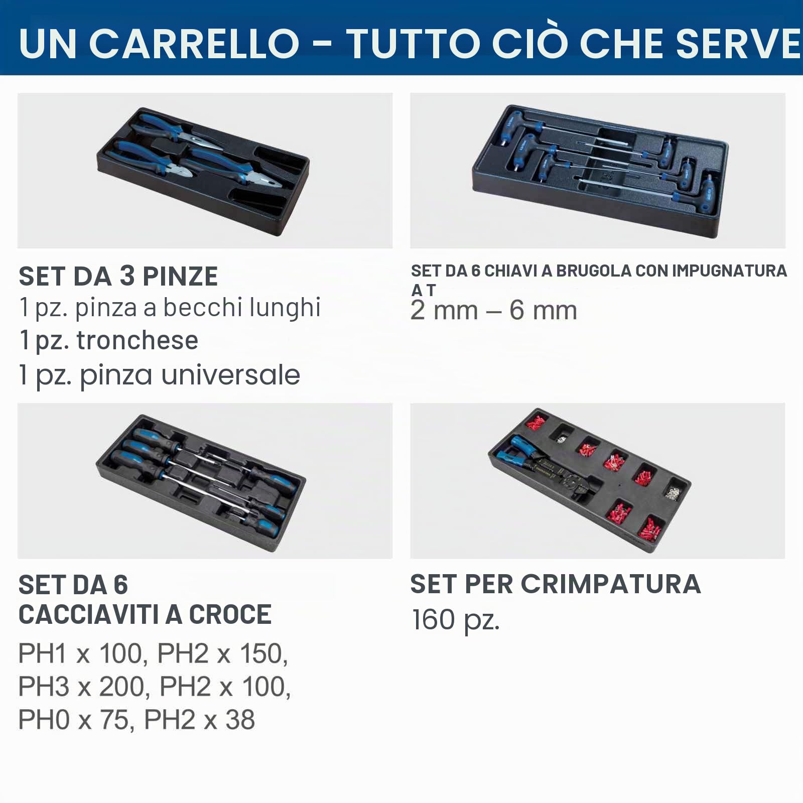 Scheppach Carrello da officina TW1000 7 cassetti 263 accessori