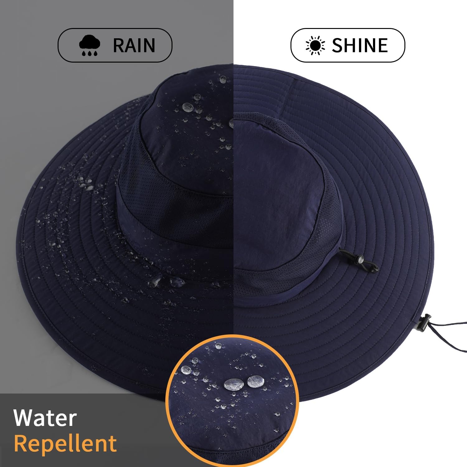 Home Prefer UPF50+ Mens Sun Hat Wide Brim Fishing Hat Foldable Large Brim UV Protection Sun Hat for Men Women Beach Gardening - Image 6