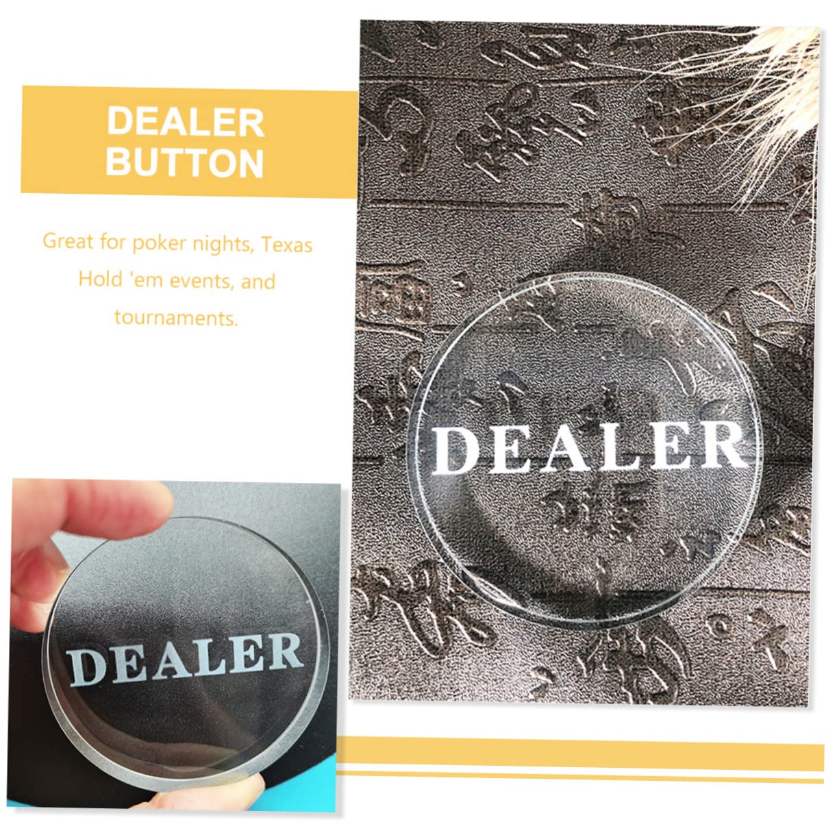 HOOTNEE 3pcs Reusable Poker Dealer Button Compact Size Crystal Poker Game Accessory Blind Buttons