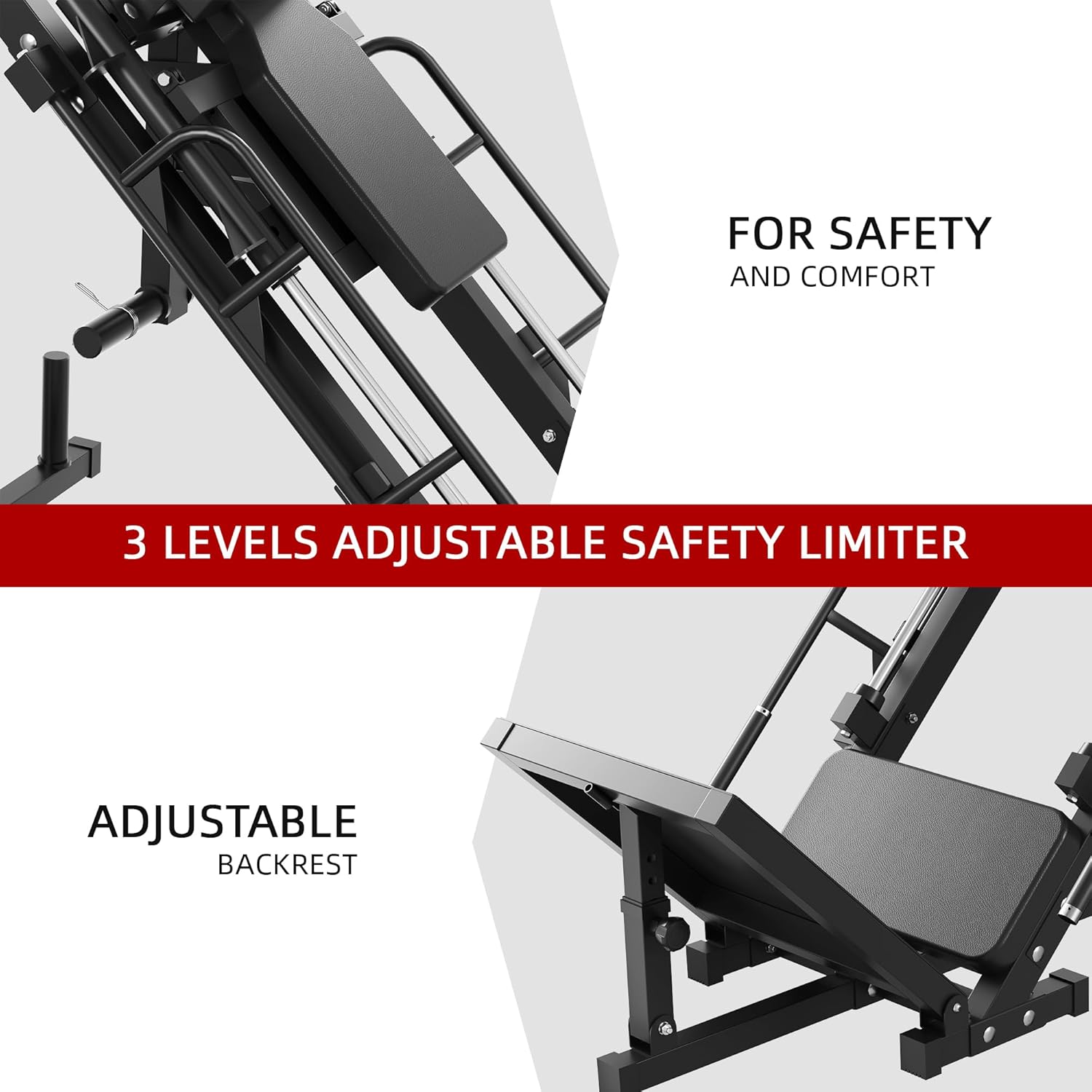 Leg Press Hack Squat Machine, Plate Loaded Adjustable Leg Press Machine, Hack Squat Machine with Weight Storage Posts Home Gym, 1100 LB Capacity, Black