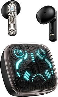 ايربودز بلوتوث T1 من اونكيما، صوت عالي الجودة، إضاءة متوهجة، سعة البطارية40mAh،تشغيل حتي 6 ساعات،اسود مع اضاءة زرقاء