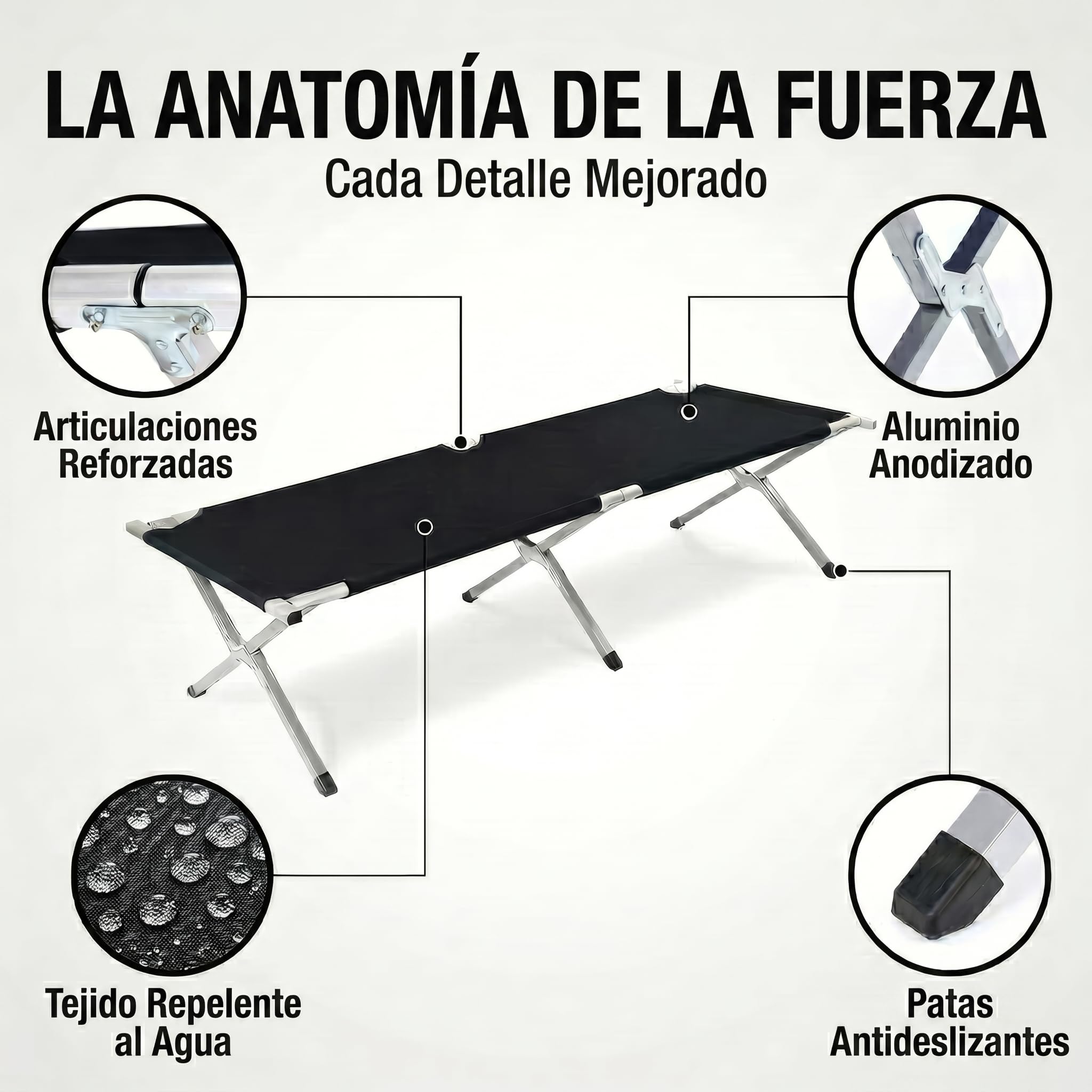 Cama Plegable de Aluminio para el ejército - Cama de Camping Plegable y Cama para Invitados