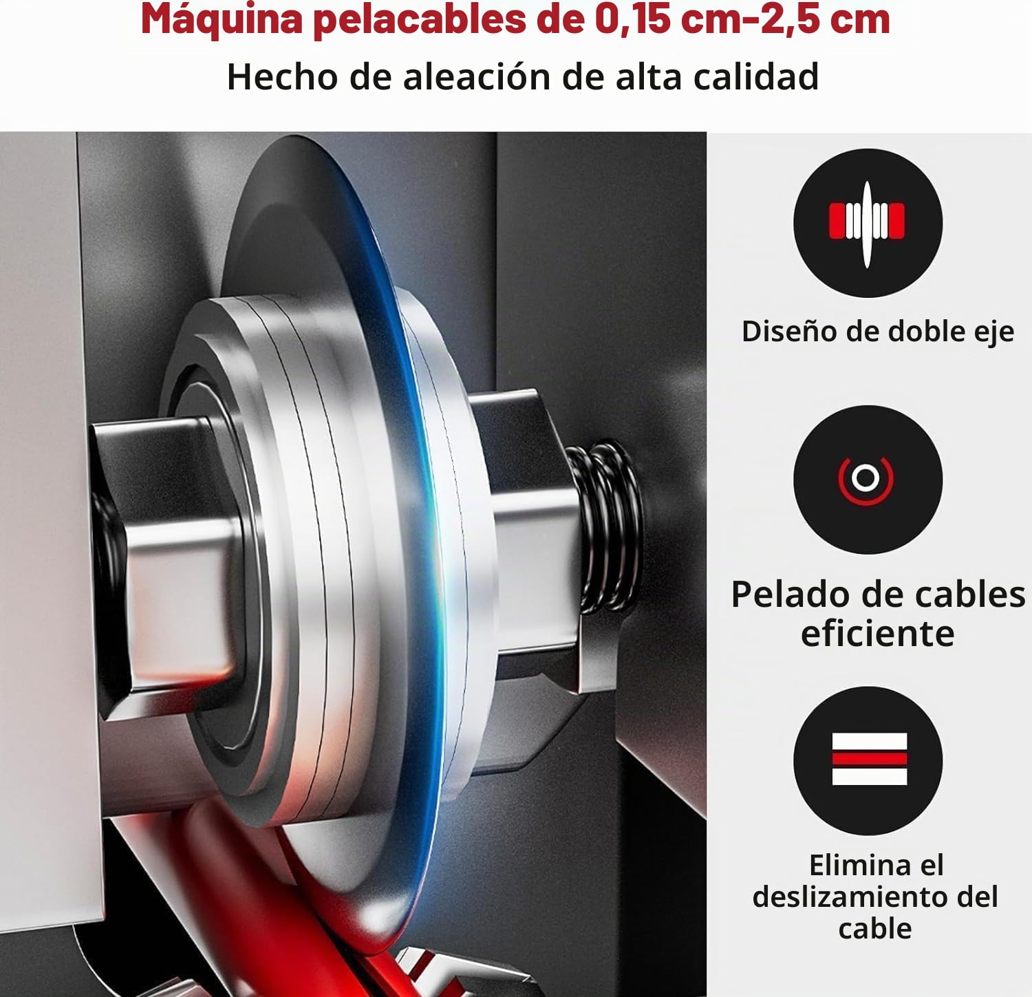 Pelacables Electricista Automático para cables de 1-25 mm, Maquina Pelacables Eléctrica Cobre, Pelador Automático para Reciclaje de Residuos de Cobre