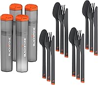 Blackstone 5763 Camping Utensils Set 4-Pack - Portable Reusable Forks, Knives, Spoons with Easy-Clean Container