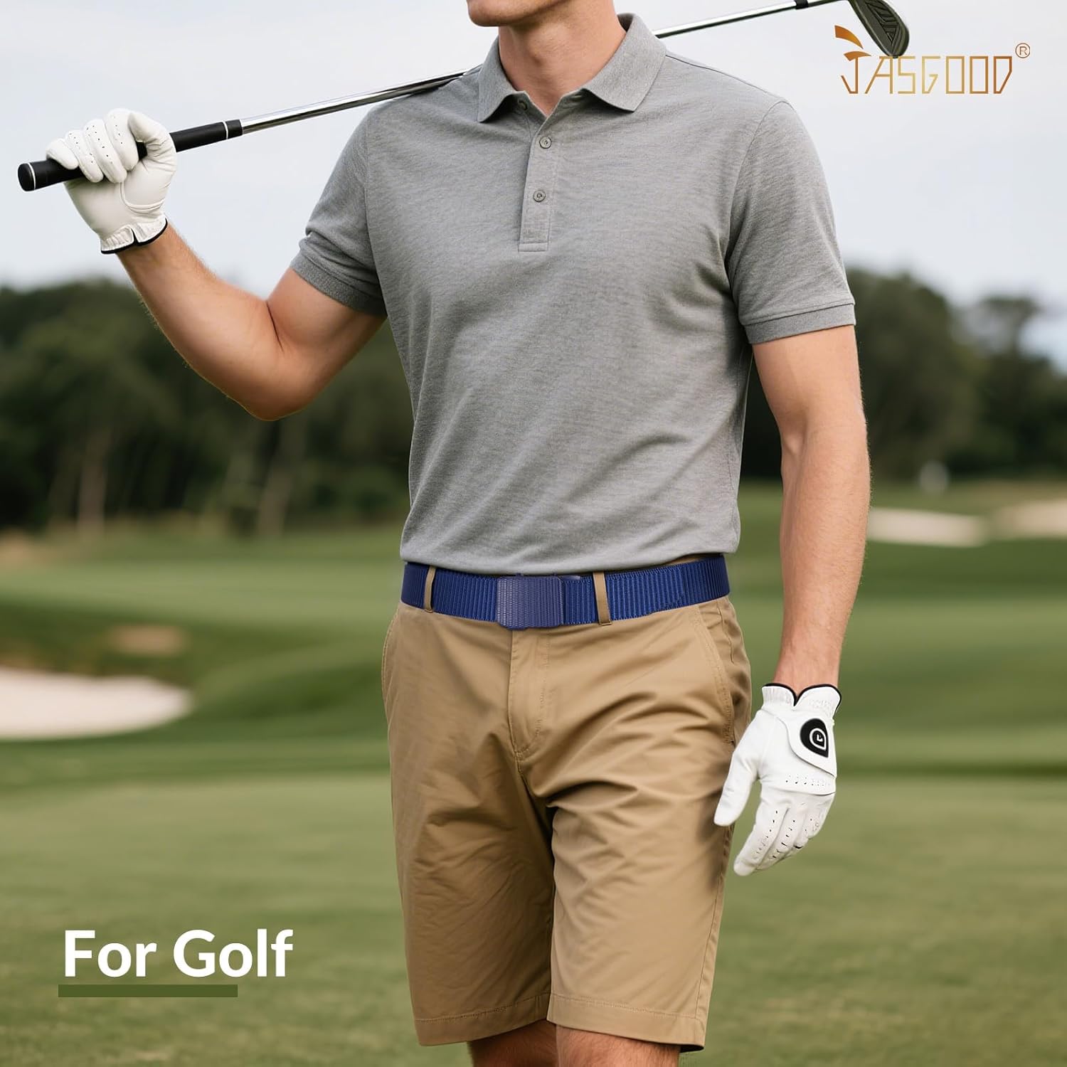 JASGOOD Men’s Ratchet Belt,Heavy-Duty Nylon Web Work Belt with Automatic No-Hole Buckle for Jeans,Golf - Image 5