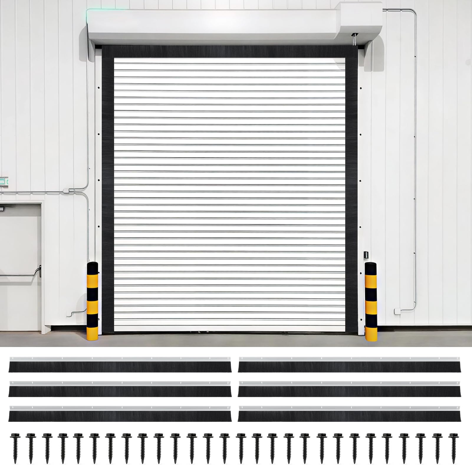 Photo 1 of Door Brush Seal,10 x 10ft Garage Door Brush Seal Kit, 3" High-Density Nylon Brush with Aluminum Track, Easy Mounting, Complete Top and Side Seal Set for Warehouse/Commercial