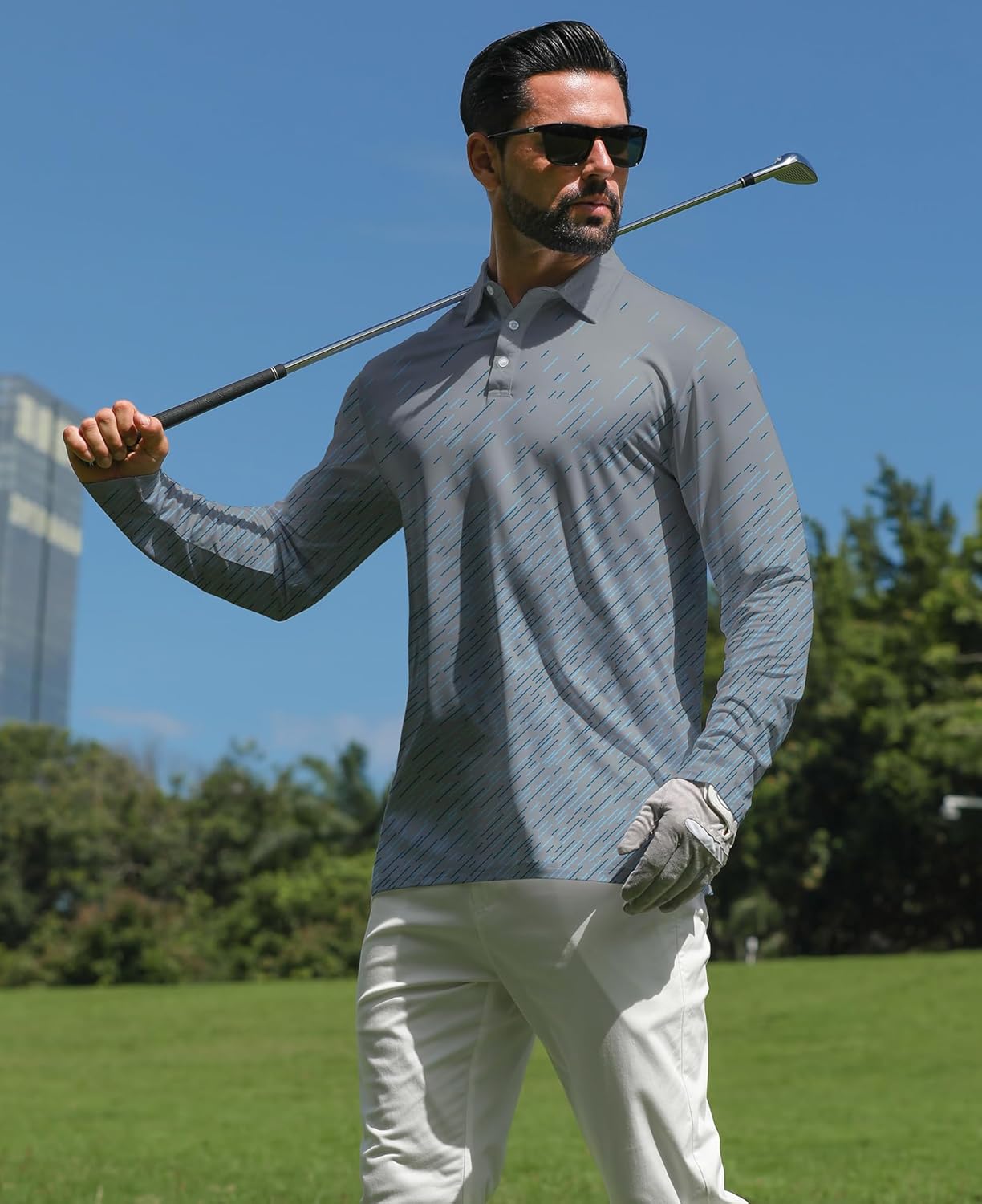 zeetoo Long Sleeve Polo Shirts for Men Golf Polo Collared Shirts Performance Athletic Casual Golf Shirts