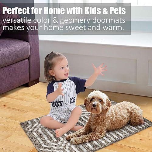 Vista 97 de Tapete para interiores de 32 x 48 pulgadas, tapete absorbente para puerta delantera y trasera, parte trasera de goma, antideslizante, atrapador