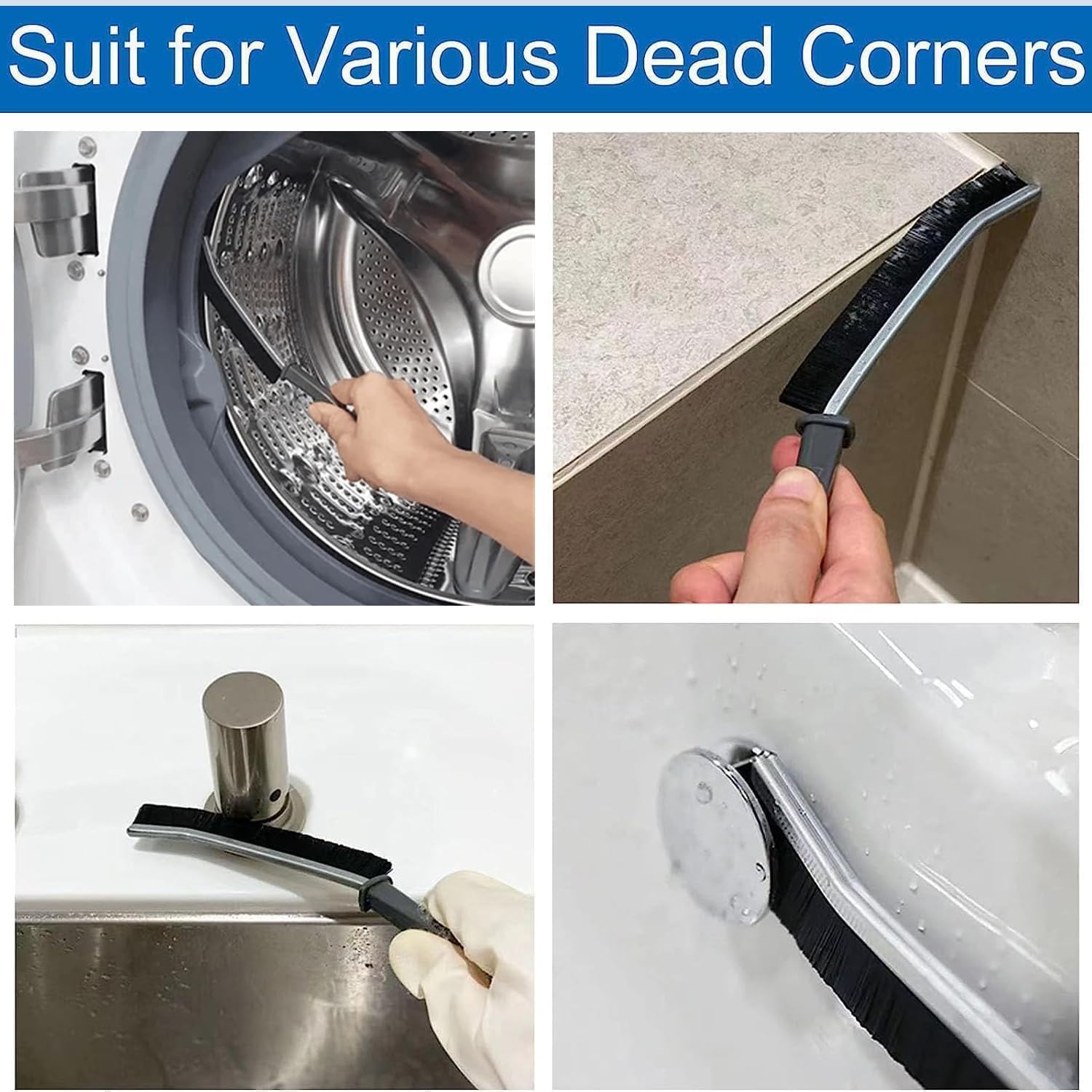Bathroom Gap Cleaning Brush,Hard Bristle Crevice Brushes, Multifunctional Hand-held Groove Cleaning Brush,Dead Corner Brush for Bathroom Kitchen Tiles,Window Track,Shutter,Door Slots，Black (6)