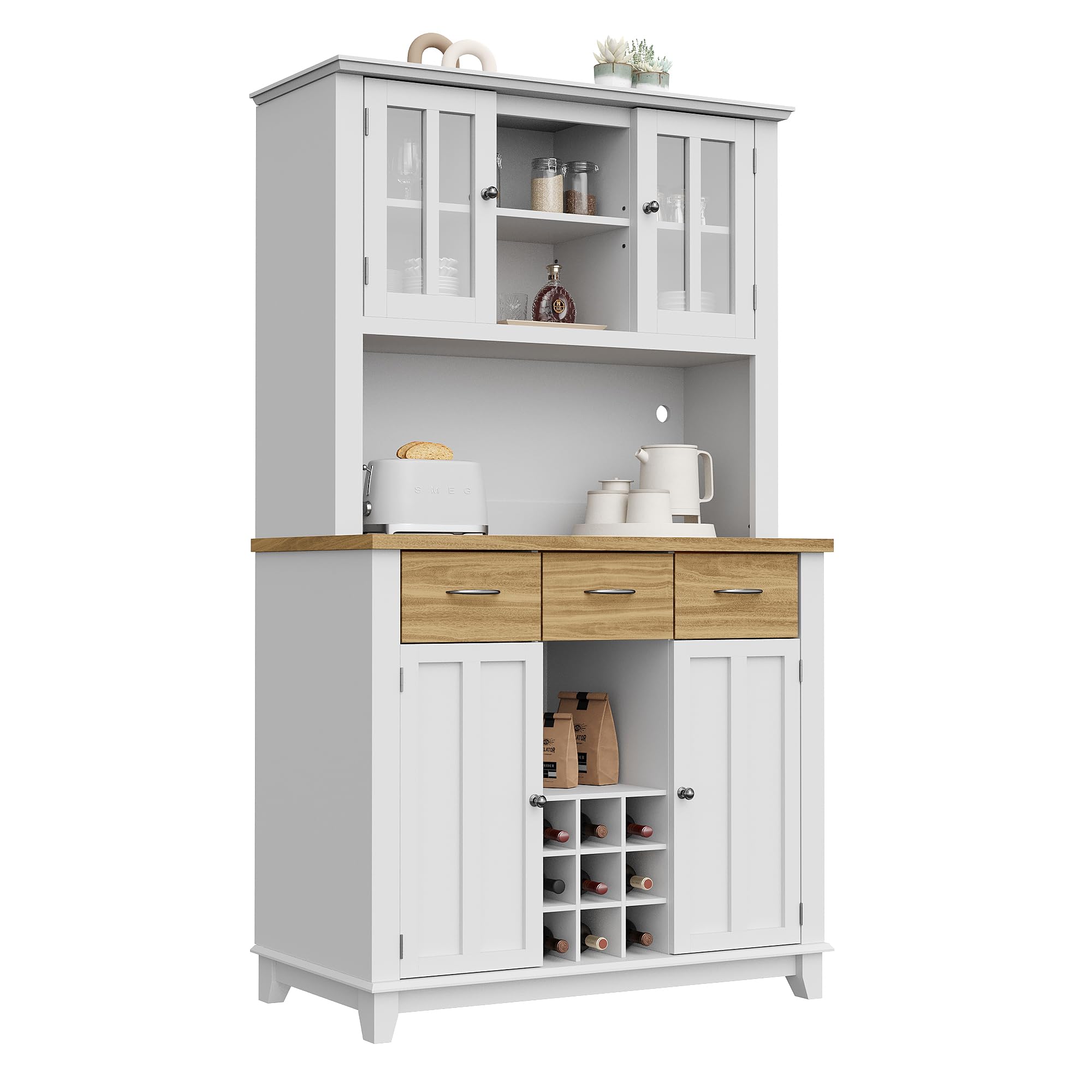 Moimhear Credenza a LED lucida, armadio da cucina, vetrina