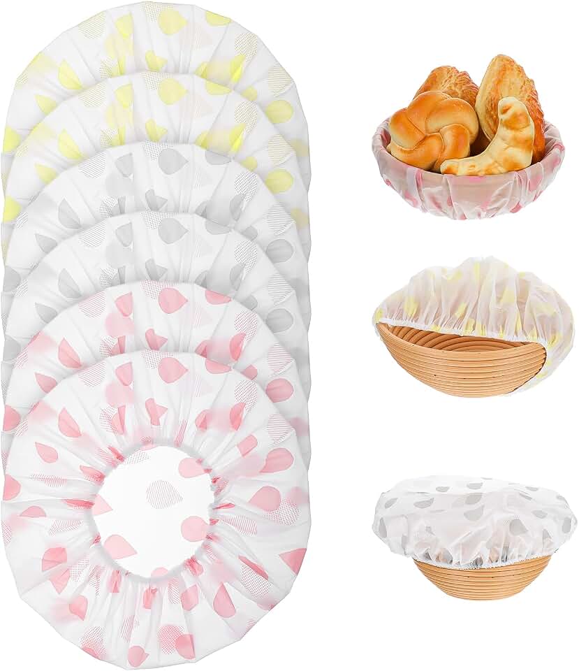 6PCS Reusable Bowl Covers for Bread Proofing, Adjustable Elastic Bowl Covers EVA Bread Proofing Cover Food Storage 10.6 Inch Stret