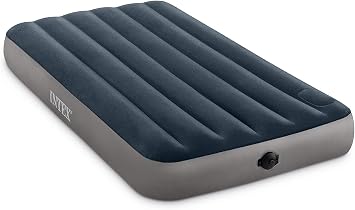 Intex 64781E Dura-Beam Standard Single-High Air Mattress: Fiber-Tech Twin Size 2-Step Pump 10in Bed Height 300lb Weight Capacity