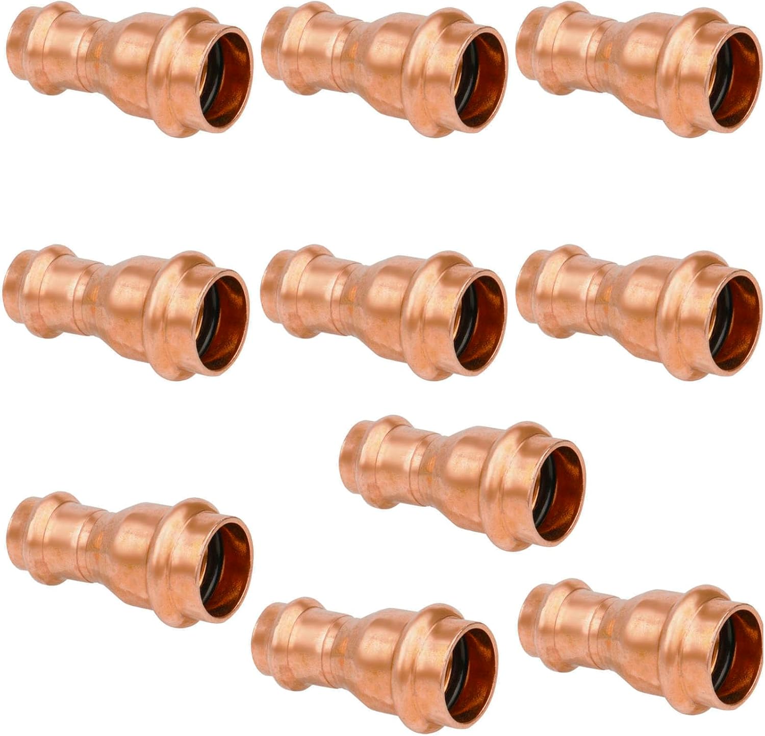 WHK 10 Packs 3/4" x 1/2" Pro Press Pro press Copper Reducing Coupling Adater Fittings Use for Connect From 3/4 Cooper to 1/2 Cooper Pipe(Lead-Free,No Stop)