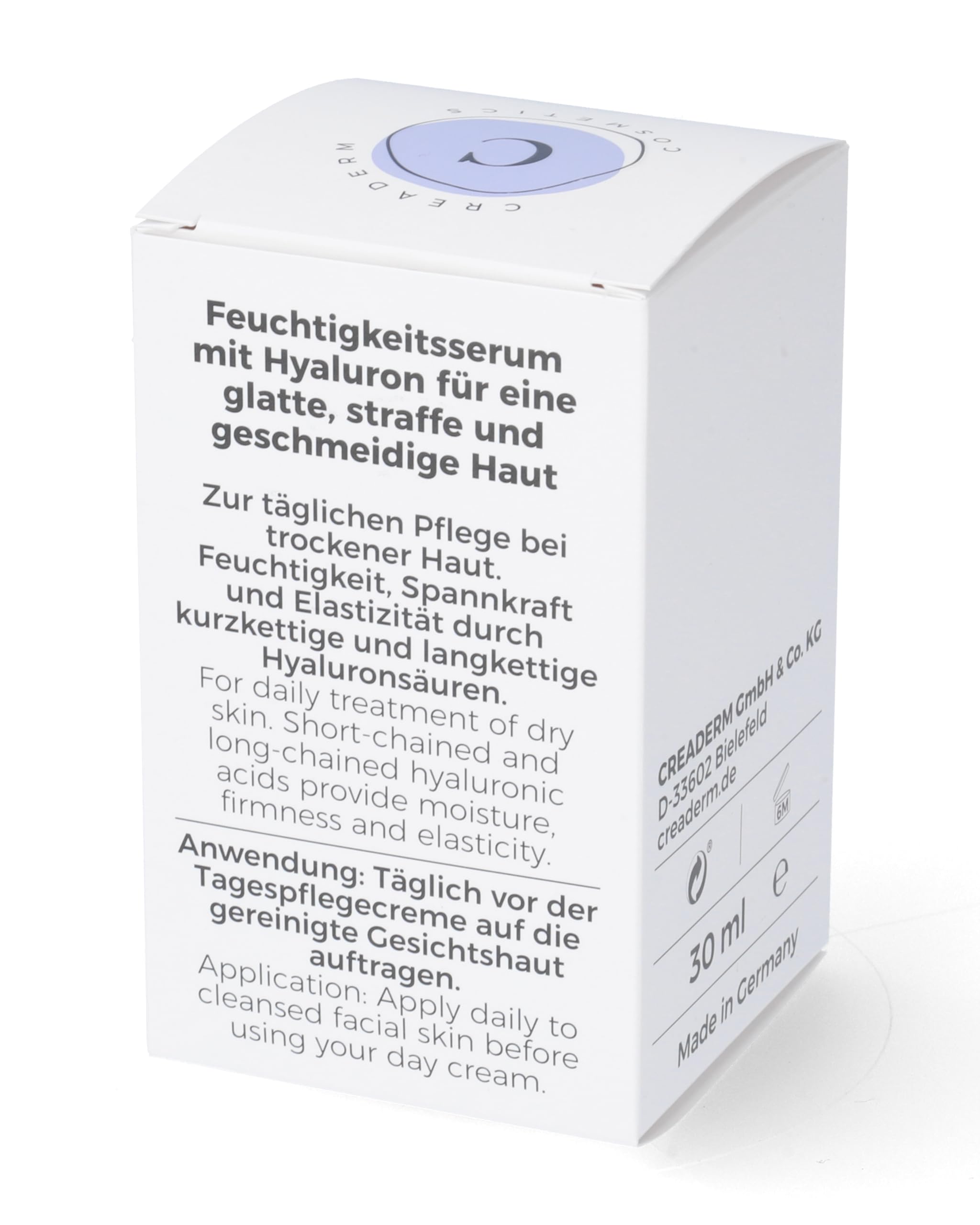 Hyaluron Serum konzetriert, feuchtigkeitsspendend bei trockener Haut, Spannkraft und Elastizität durch kurz- und langkettige Hyaluronsäuren, Anti Aging Anti Falten, straffend,30 ml