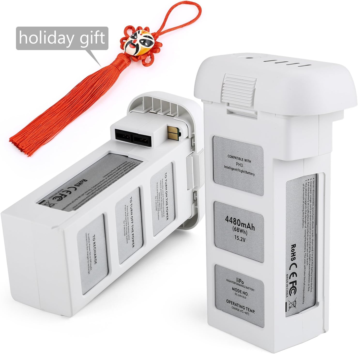 DJI Battery, Chinsion DJI Phantom 3 Battery 2-Pack 15.2V 4480mAh for DJI Phantom 3 SE, DJI Professional, DJI Phantom 3 Advanced, DJI Phantom 3 Standard, DJI 4K Drone