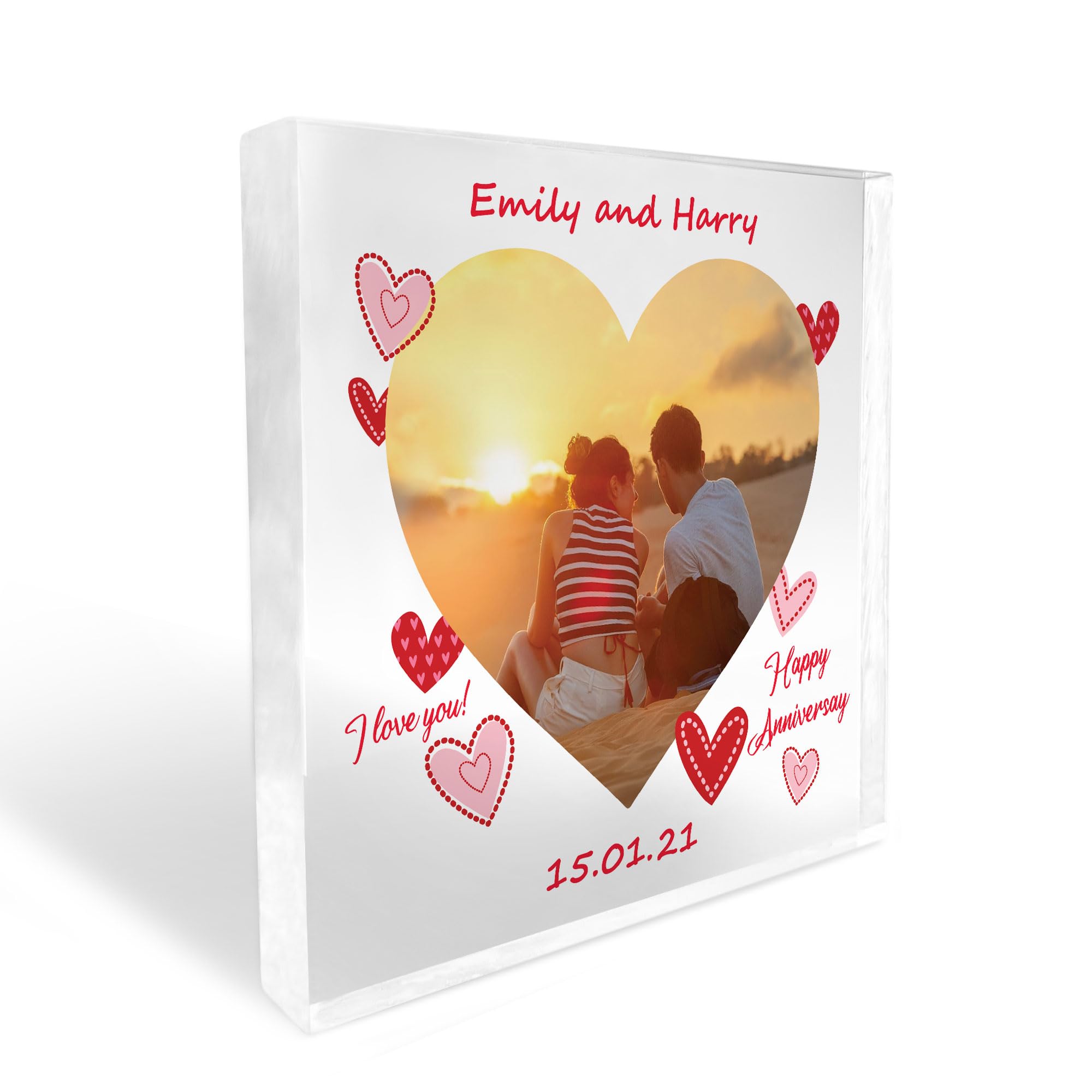 RED OCEAN Personalised Photo Block 1st 2nd 10th 20th Anniversary, Gift For Husband Wife Boyfriend Girlfiend Anniversary PresentKeepsake