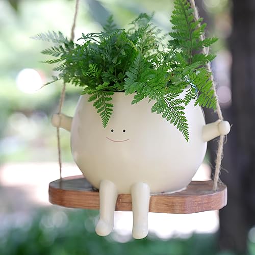 Miniatura 4 de Maceta de cara oscilante de tamaño grande, maceta colgante para plantas de interior y exterior para cadena de perlas, plantas de resina viva, ideas