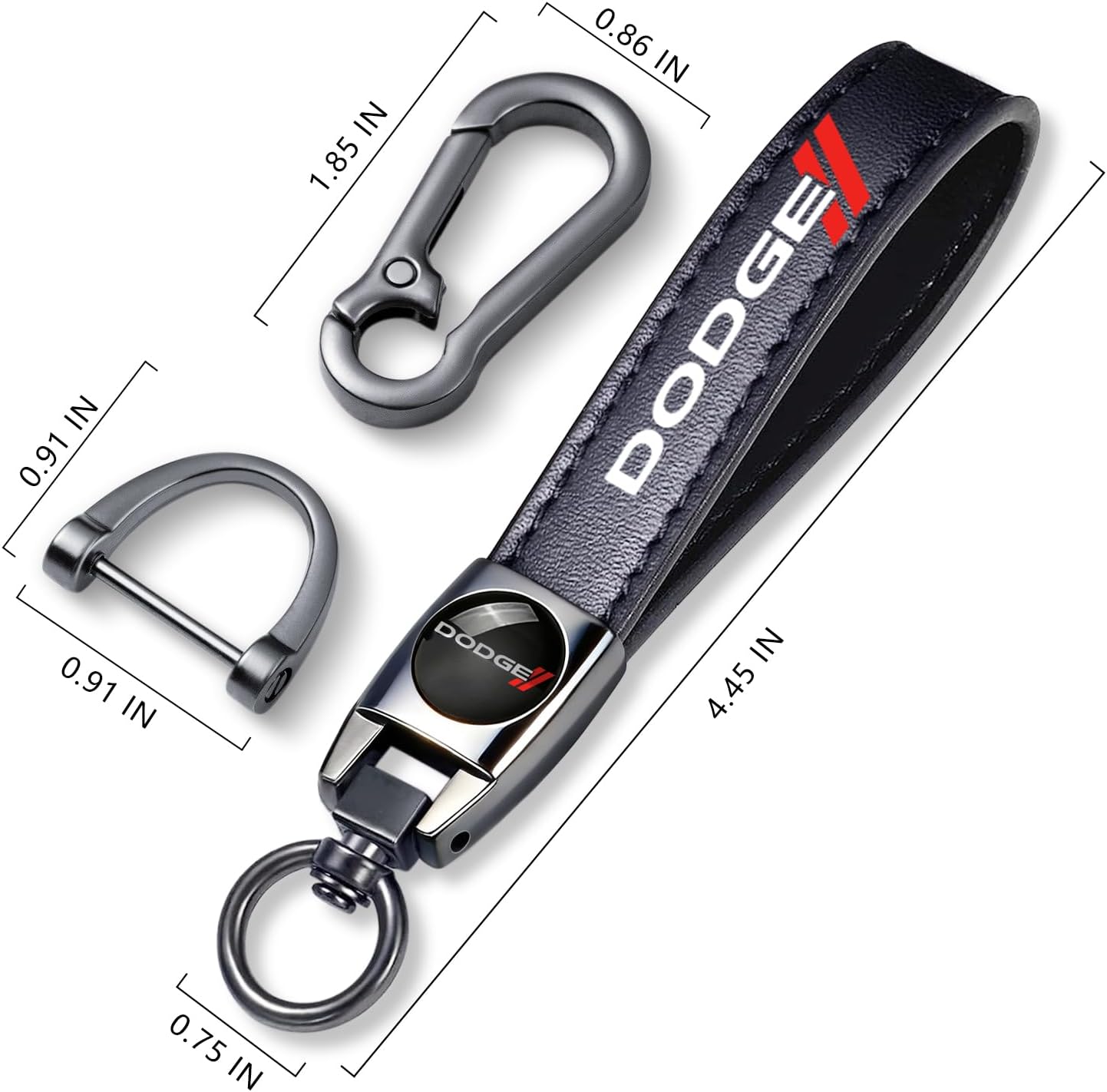 Genuine Leather Car Keychain for Dodge Challenger Charger SRT Series Key Chain for Men and Women Family Present Key Ring Accessories(Black) - Image 2