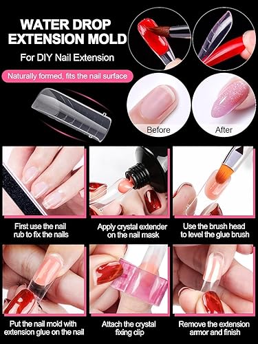 Miniatura 7 de EBANKU 120 piezas de formas de uñas dobles mate, moldes de uñas de poligel transparente, cuadrados de cobertura completa, puntas de uñas de ataúd,