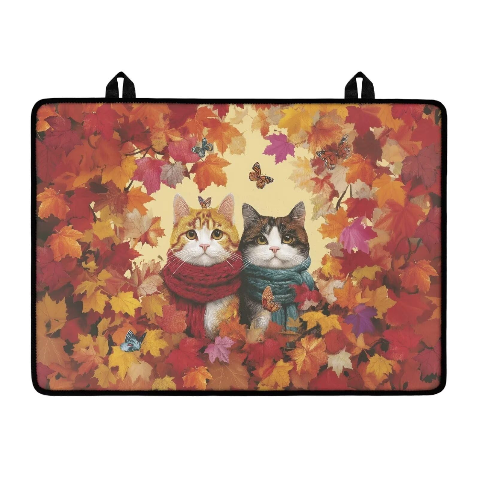 Stove Cover Dust Mat, Thanksgiving Maple Cat, Heart Resistant Ceramic Glass Electric Stove Top Cover, Extra Large Stovetop Cover for Electric, Thanksgiving Decor